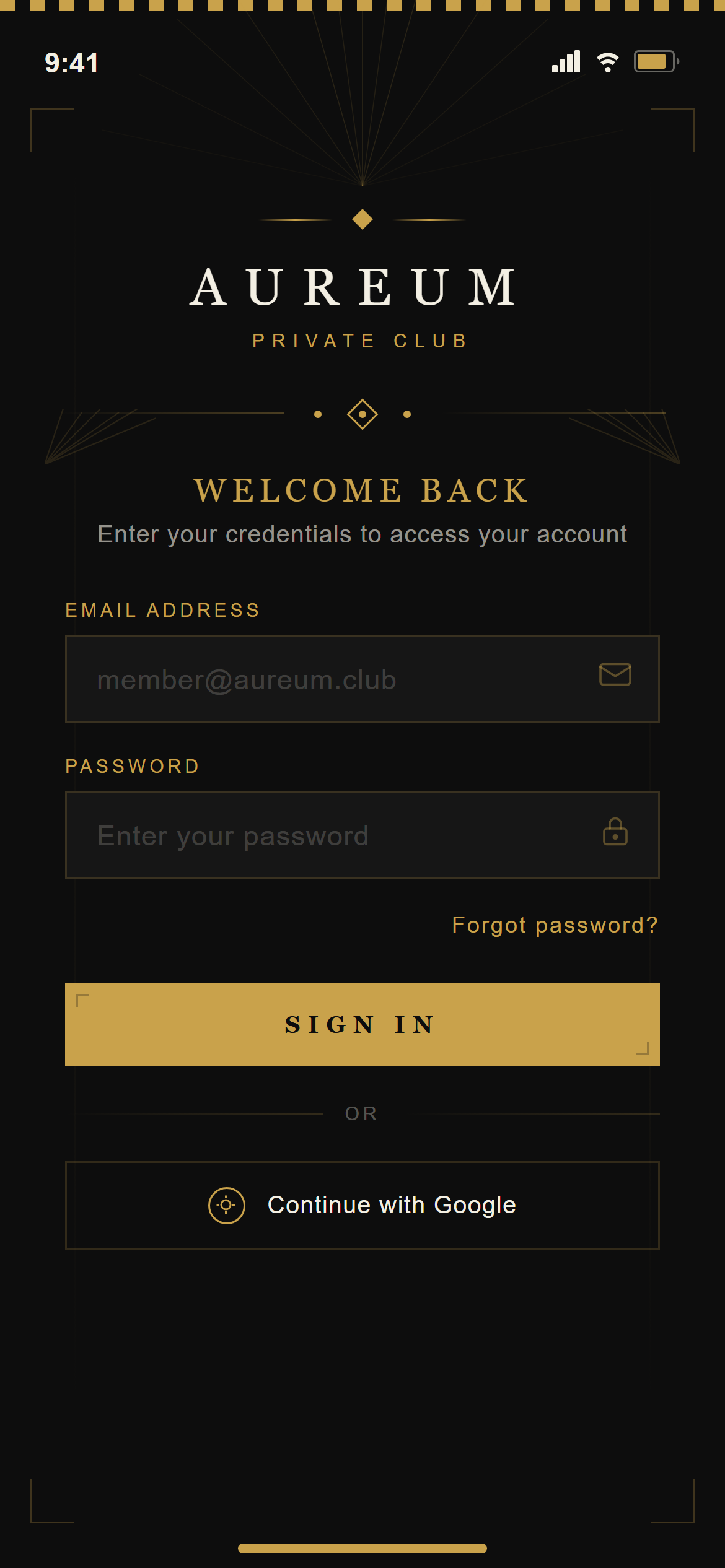 Art Deco Login