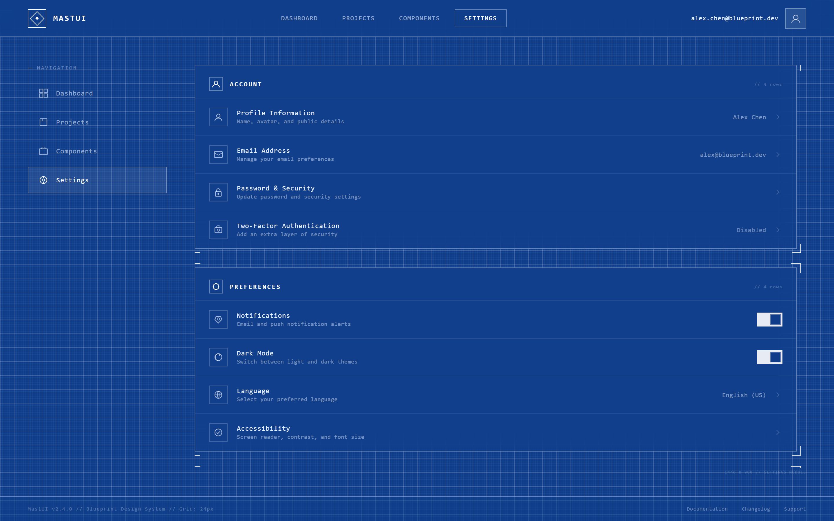 Blueprint Settings