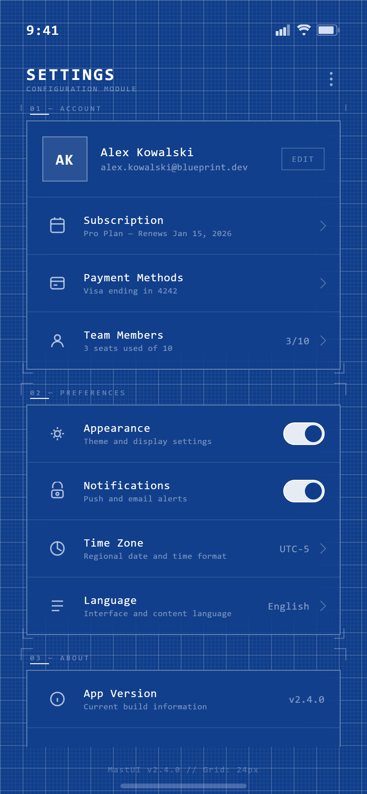 Blueprint Settings