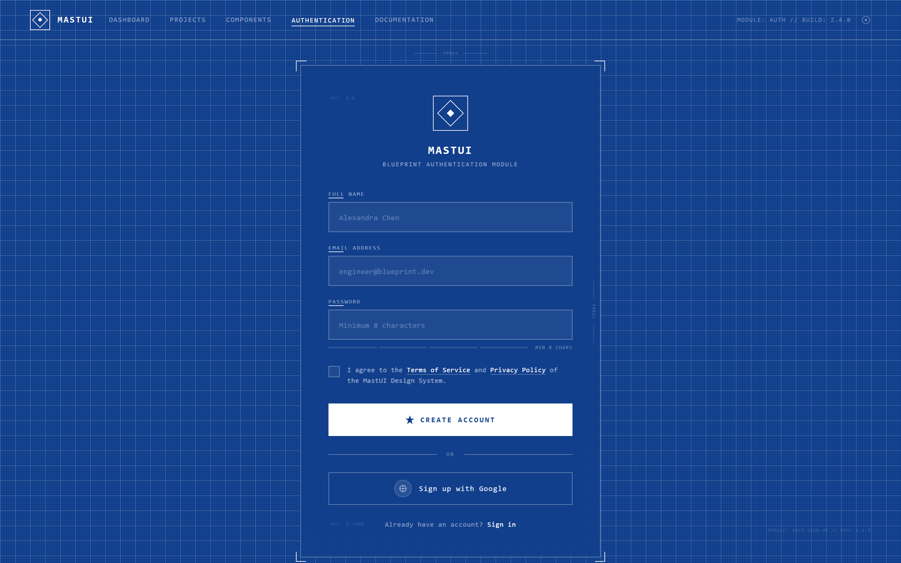 Blueprint Sign Up