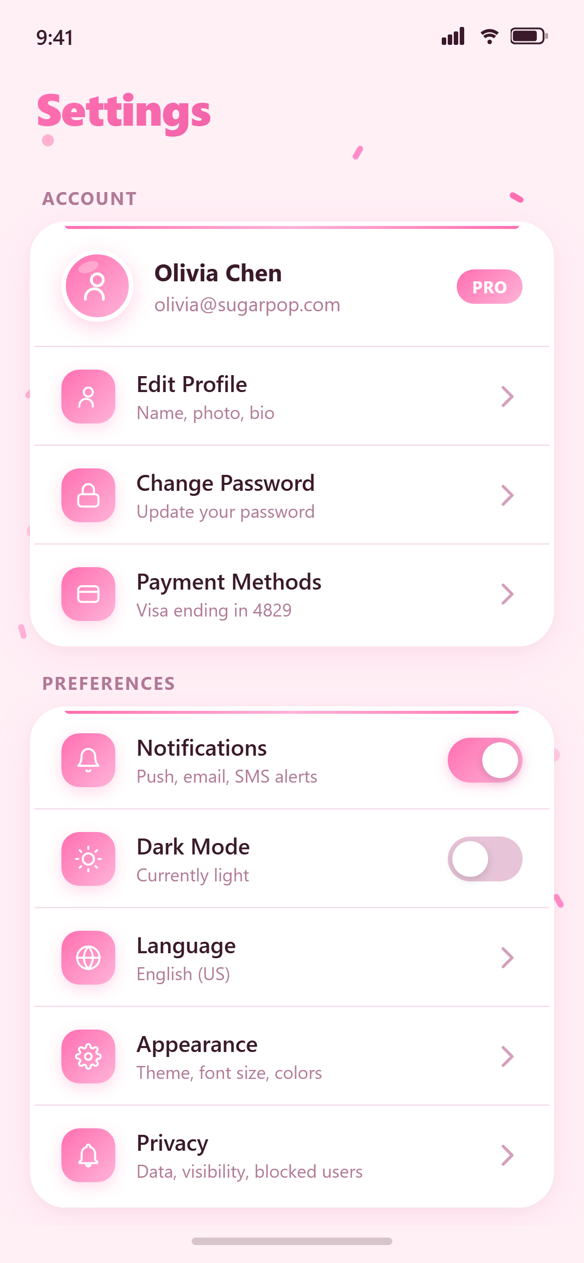 Candy Pop Settings