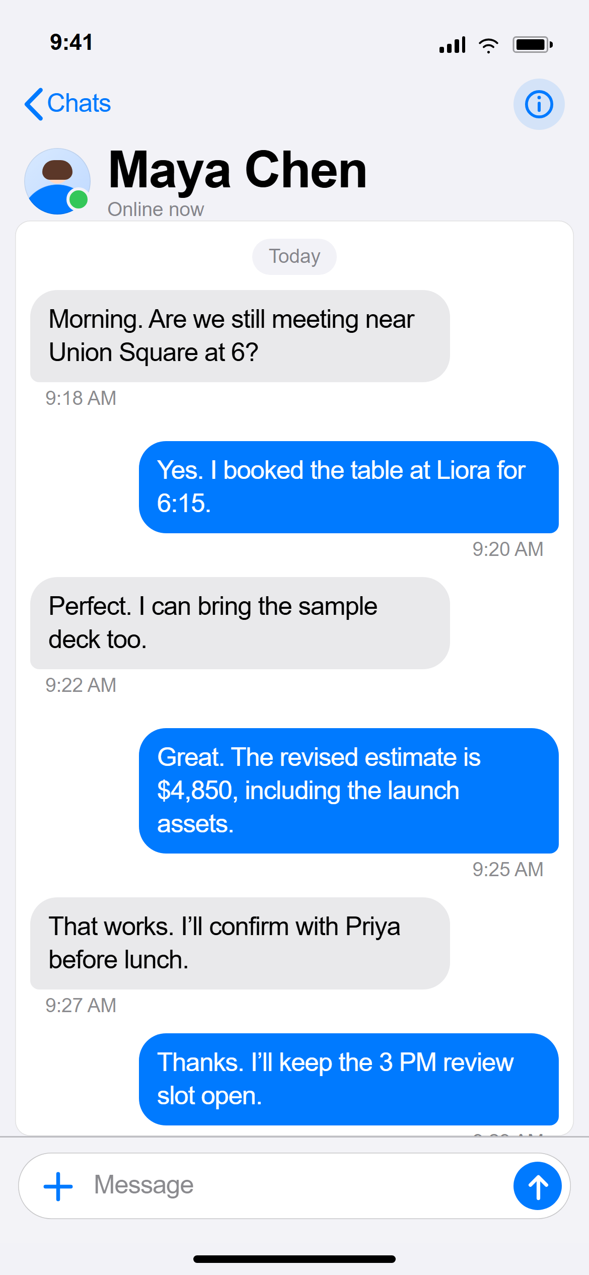 iOS Native Chat Conversation