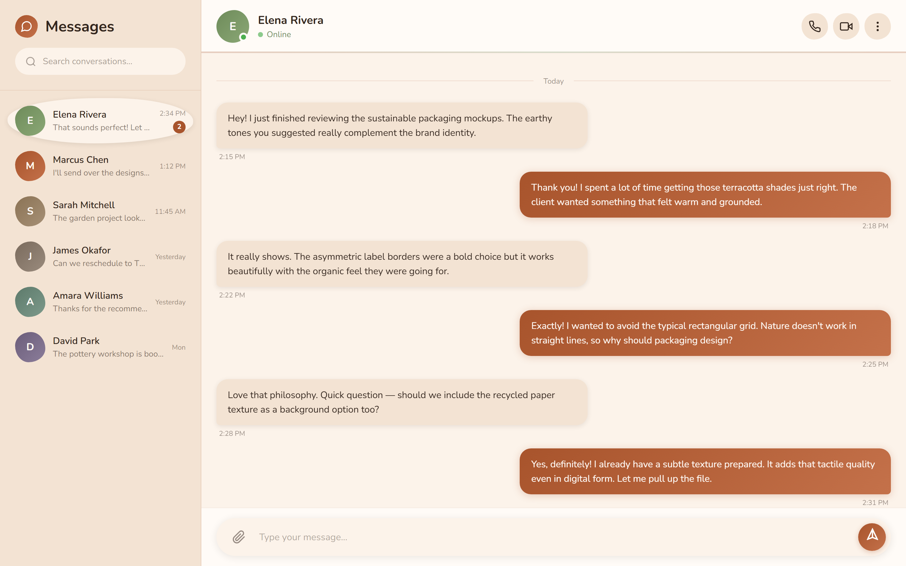 Organic Nature Chat Conversation
