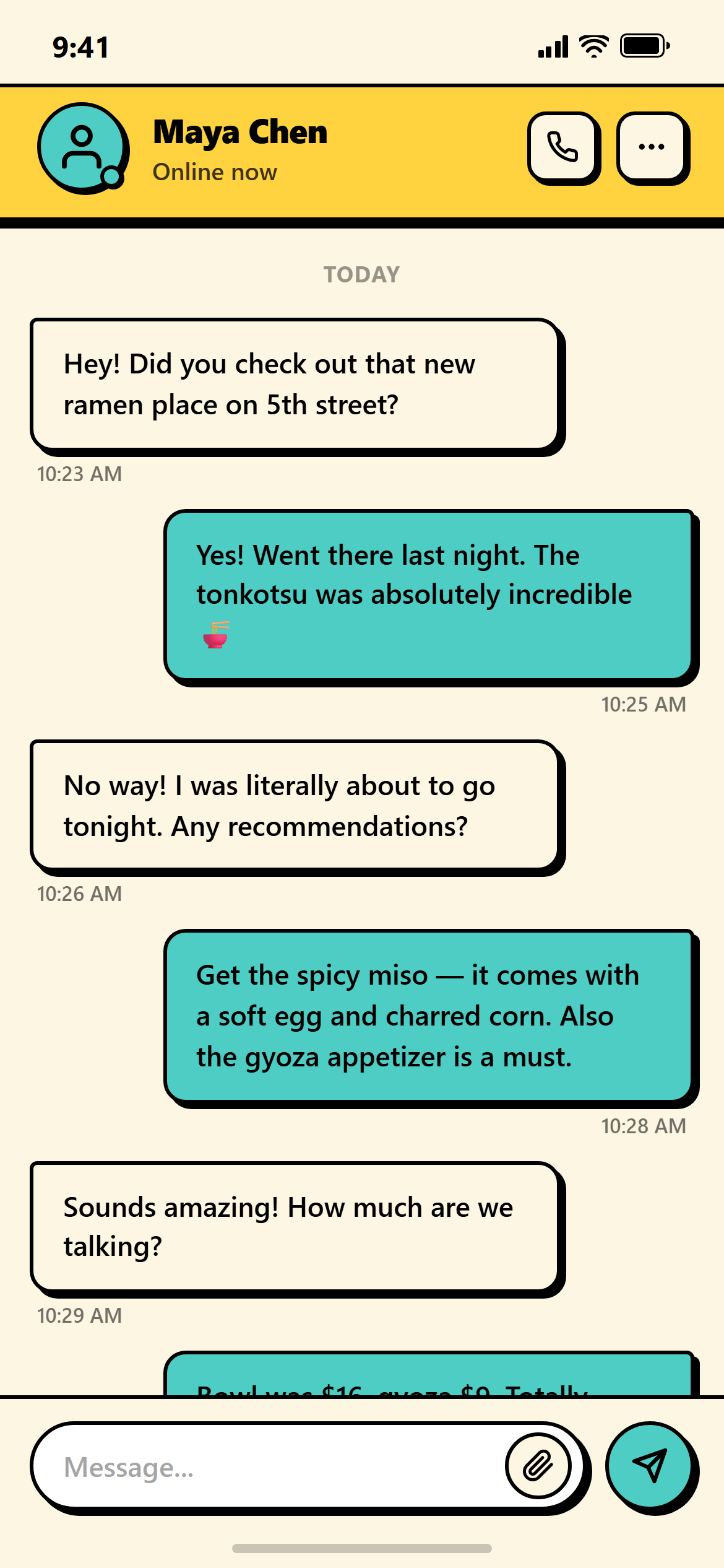 Neubrutalism Chat Conversation