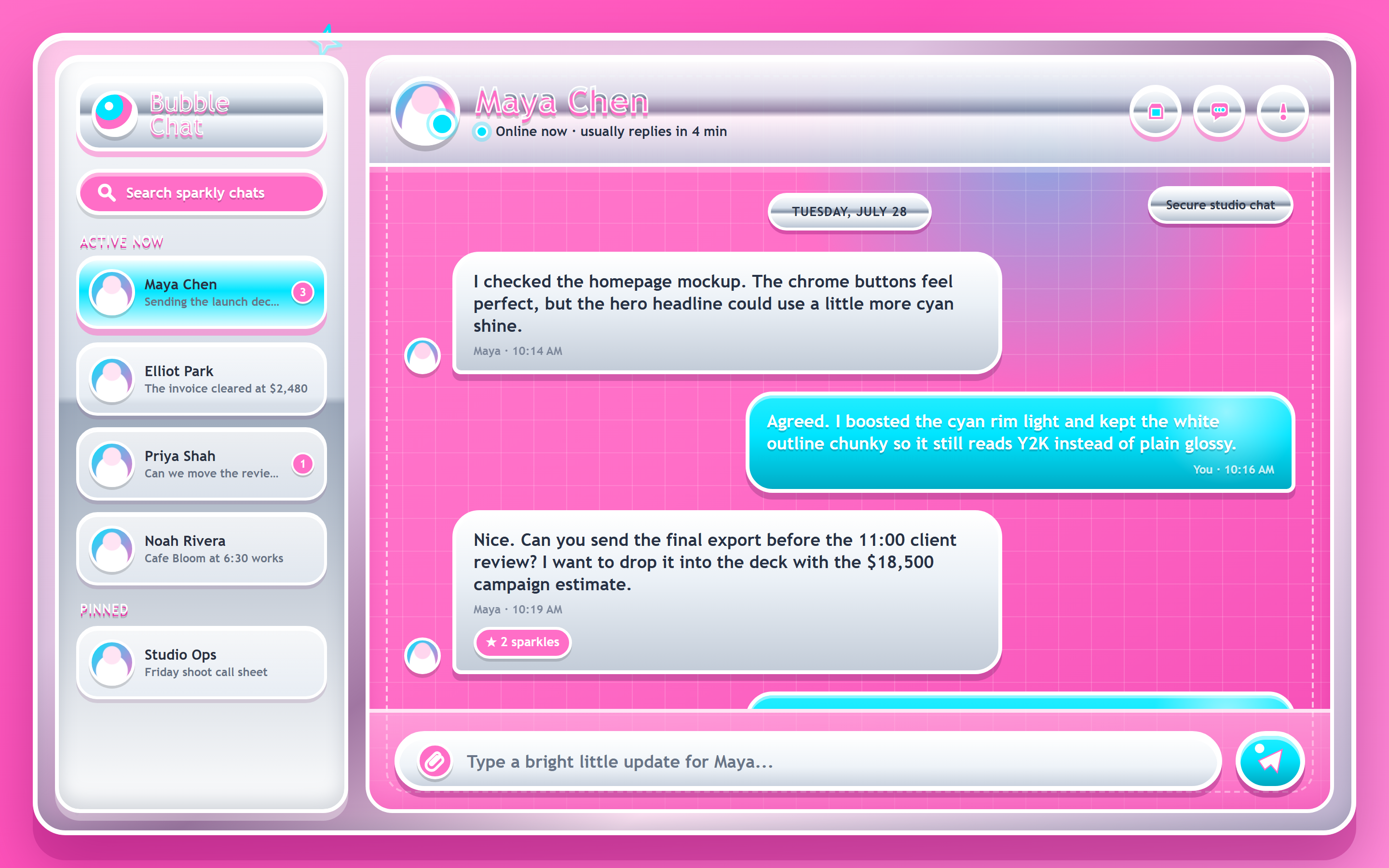 Retro Y2K Chat Conversation