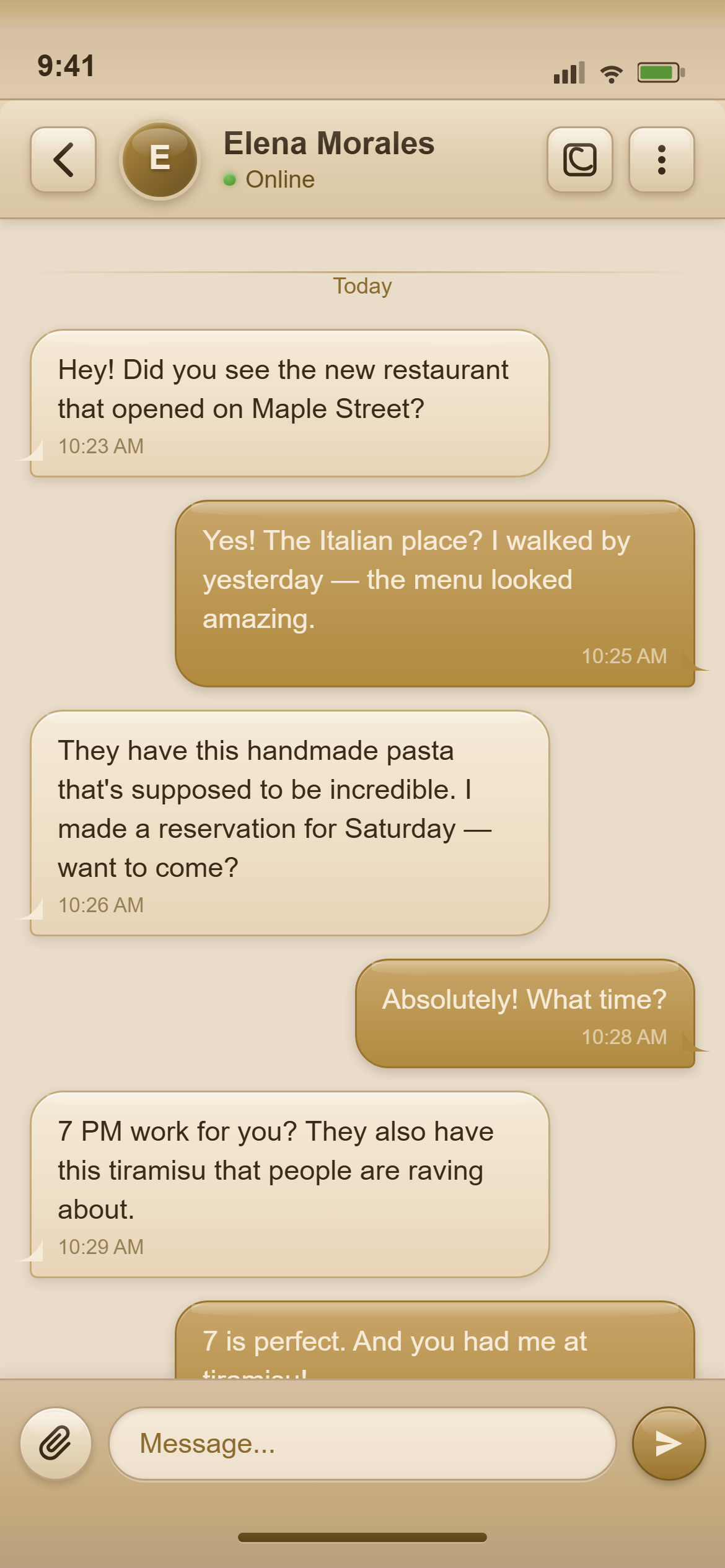 Skeuomorphic Chat Conversation