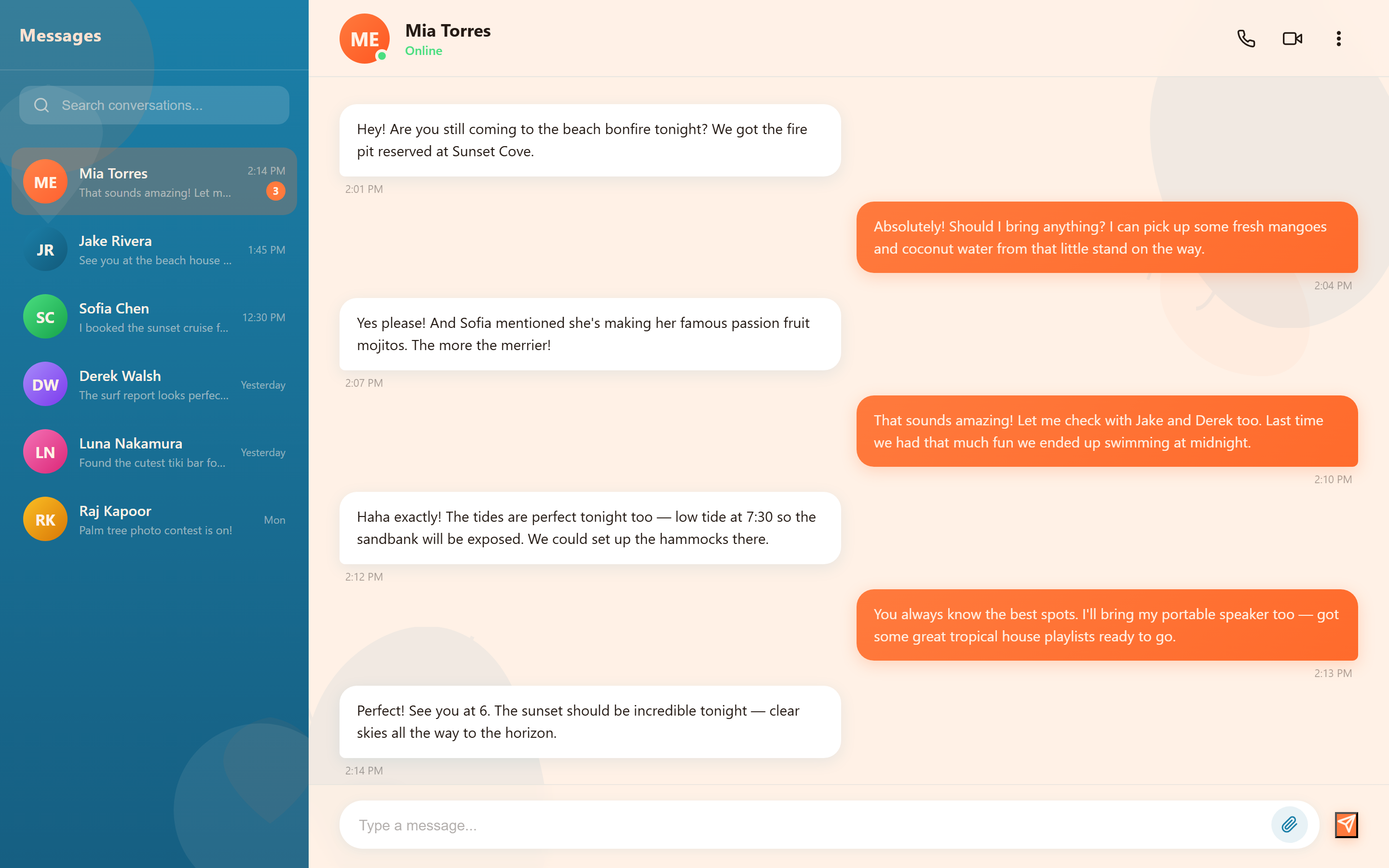 Tropical Vibrant Chat Conversation
