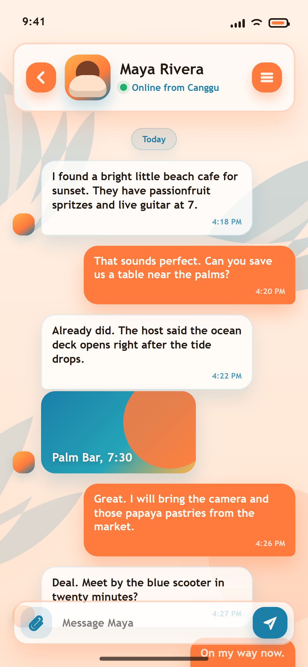 Tropical Vibrant Chat Conversation
