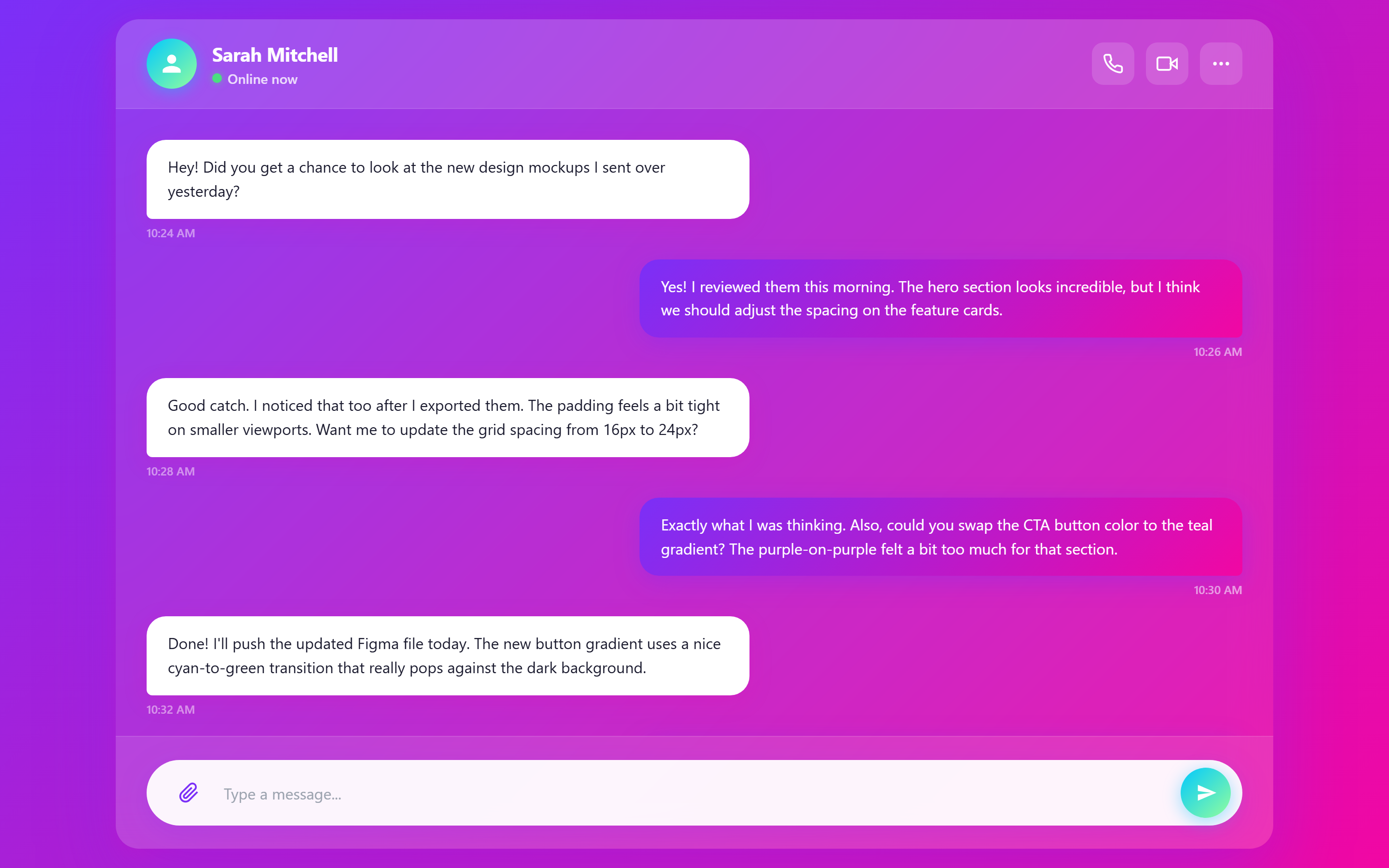 Vibrant Gradient Chat Conversation
