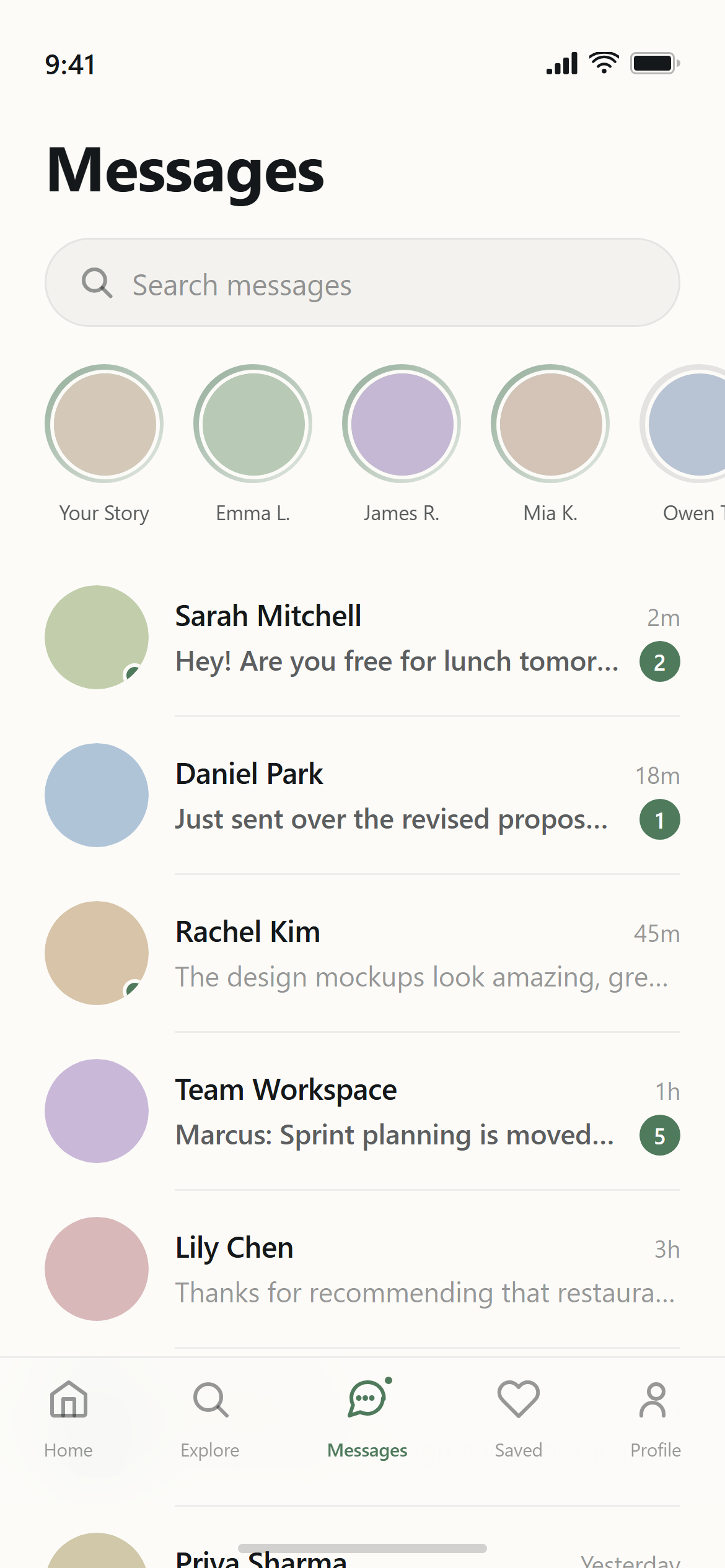 Modern Minimalist Chat Inbox