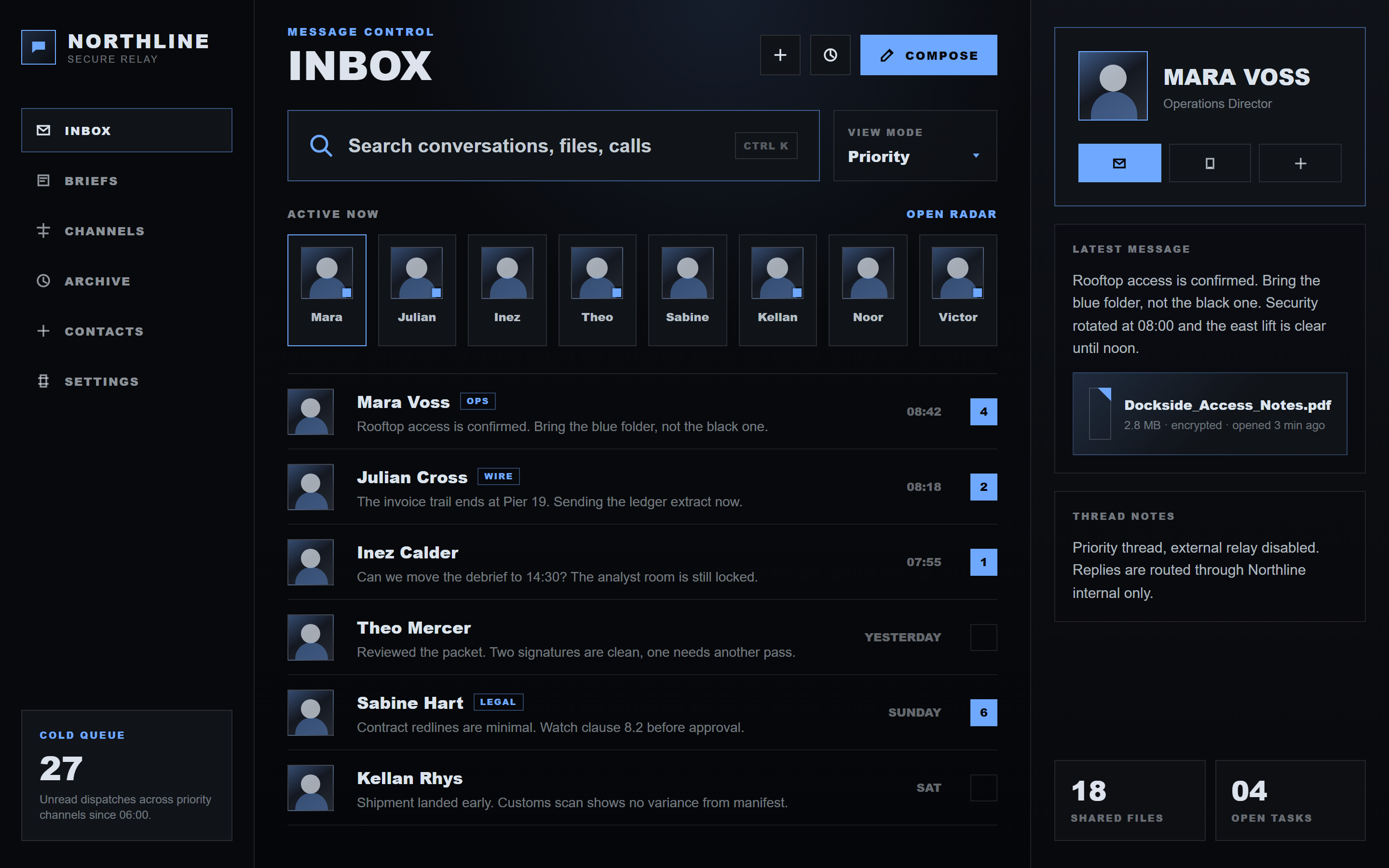 Cyber Noir Chat Inbox