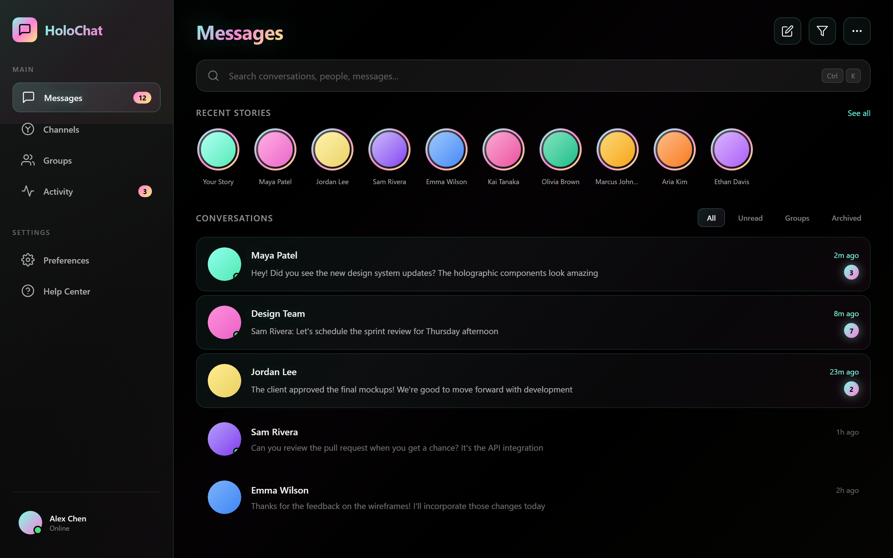 Holographic Chat Inbox