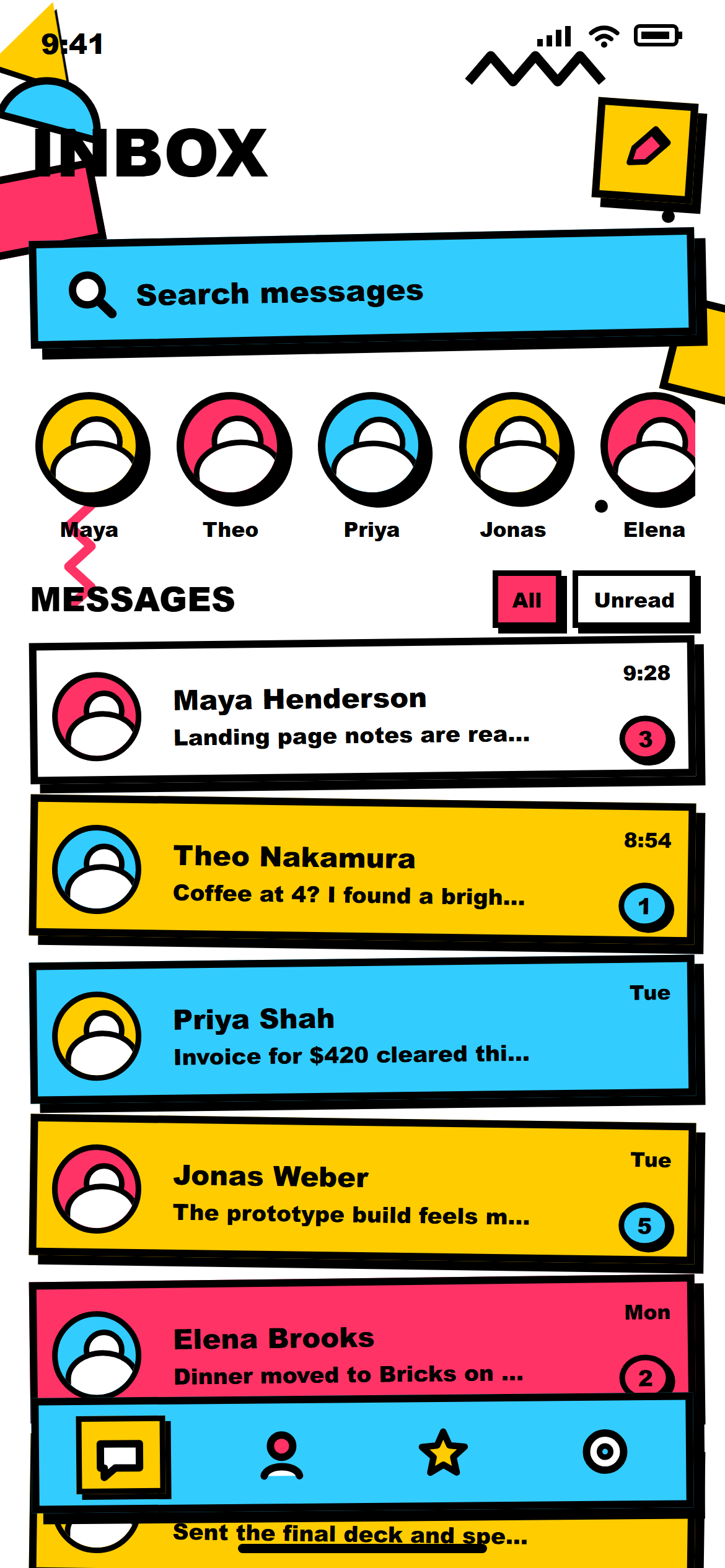 Memphis Pattern Chat Inbox