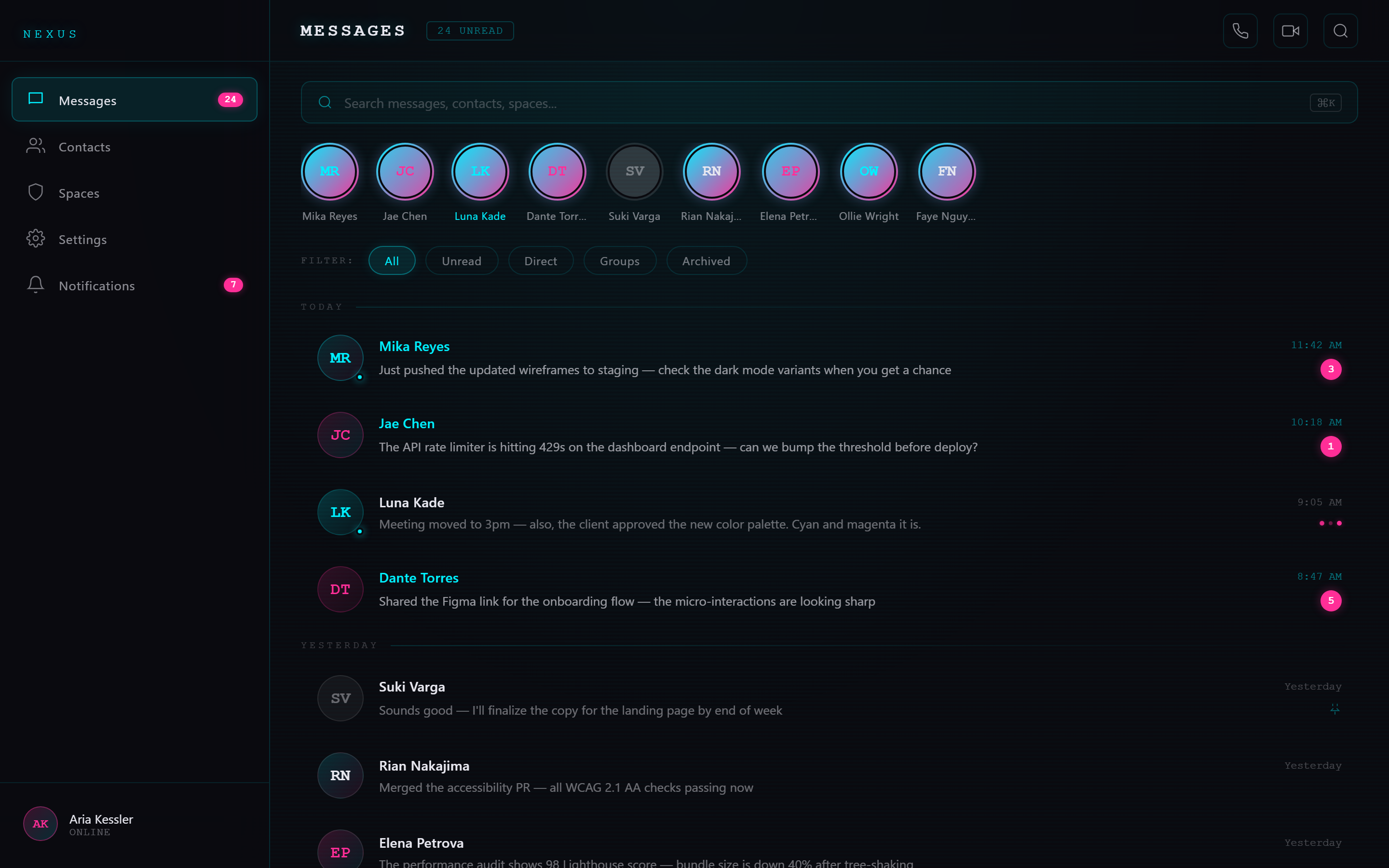 Neon Cyber Chat Inbox