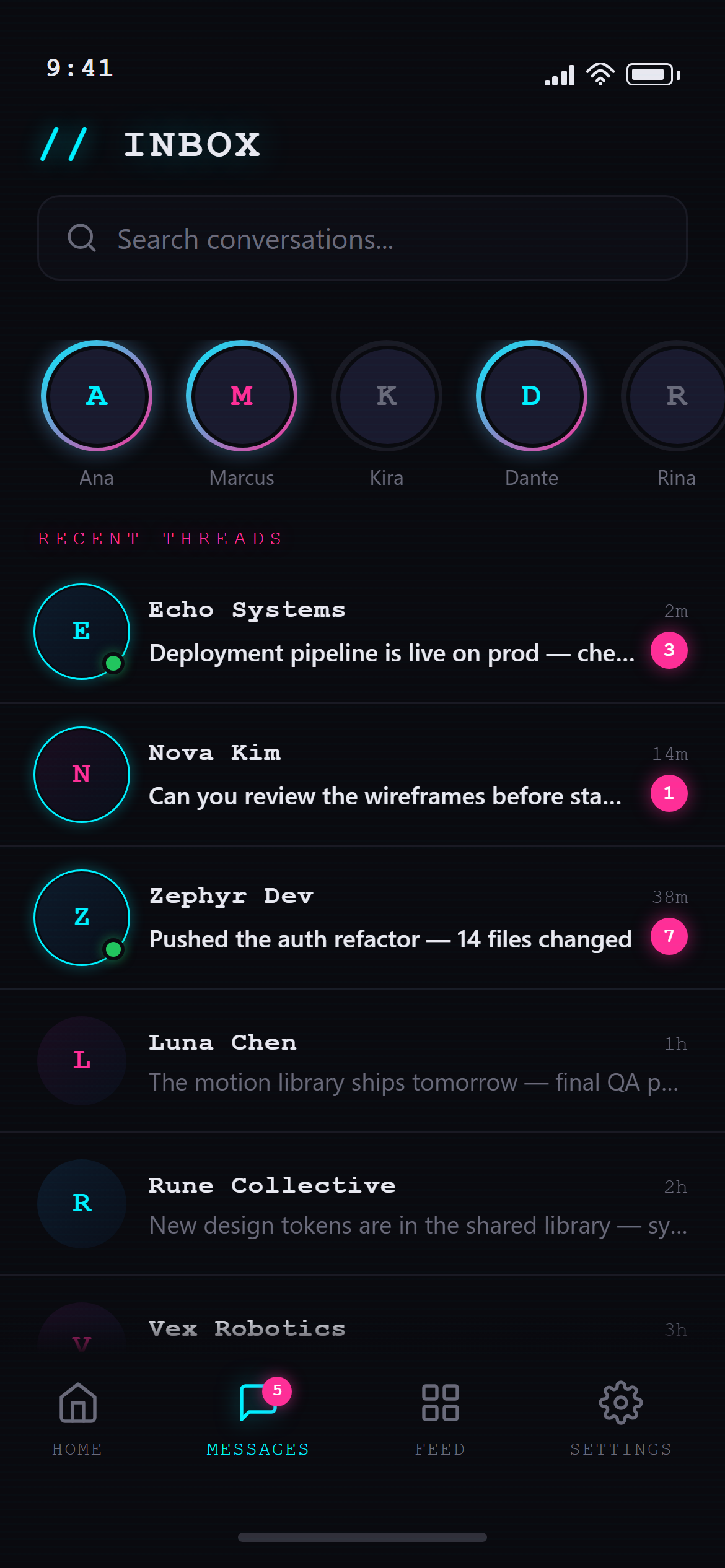 Neon Cyber Chat Inbox