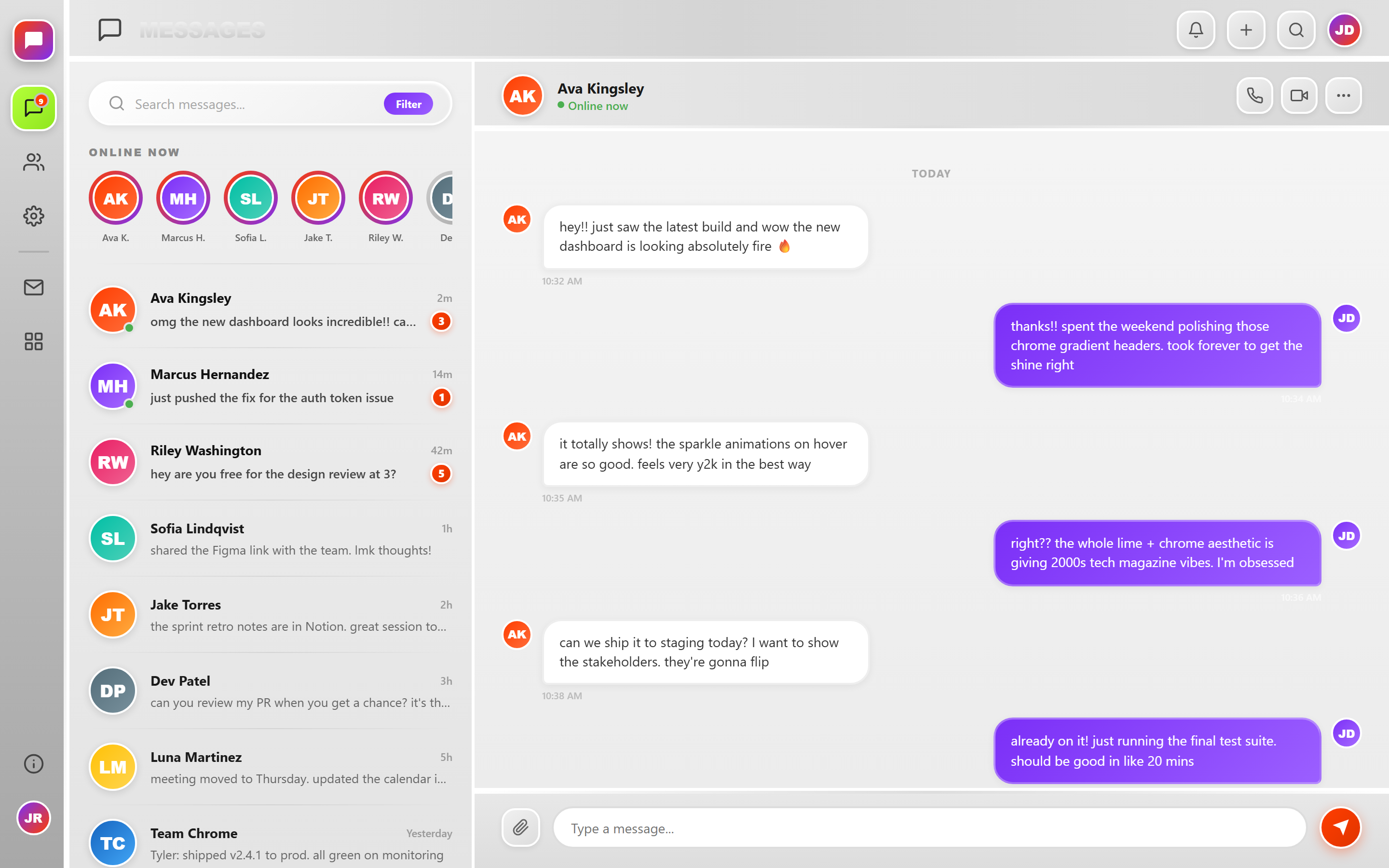Retro Y2K Chat Inbox