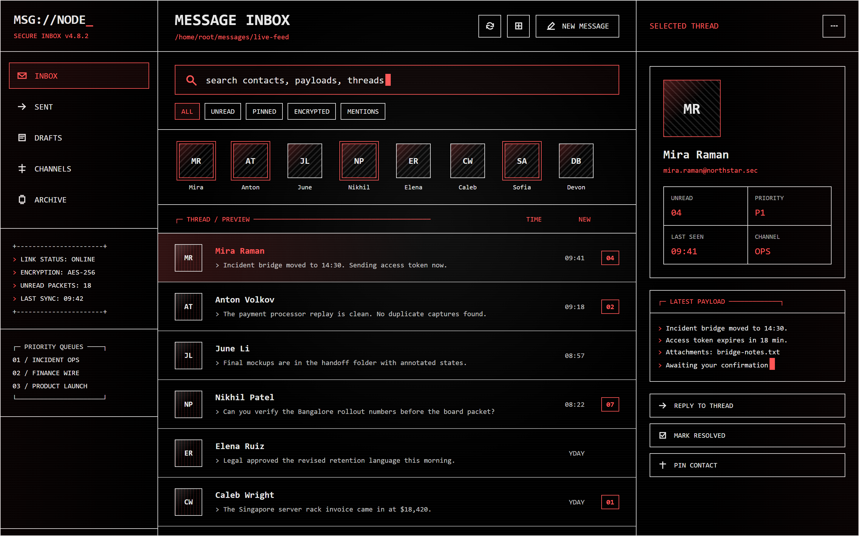 Terminal Hacker Chat Inbox