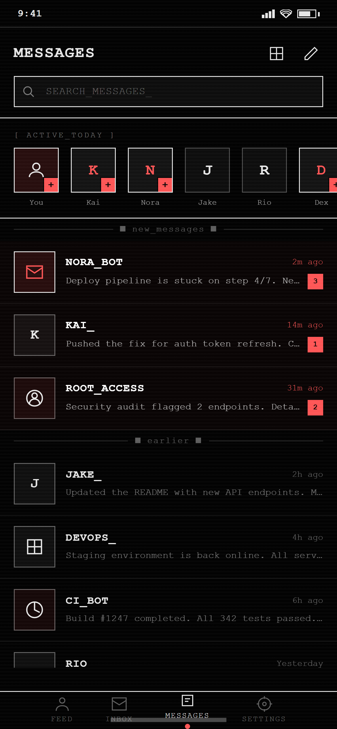 Terminal Hacker Chat Inbox