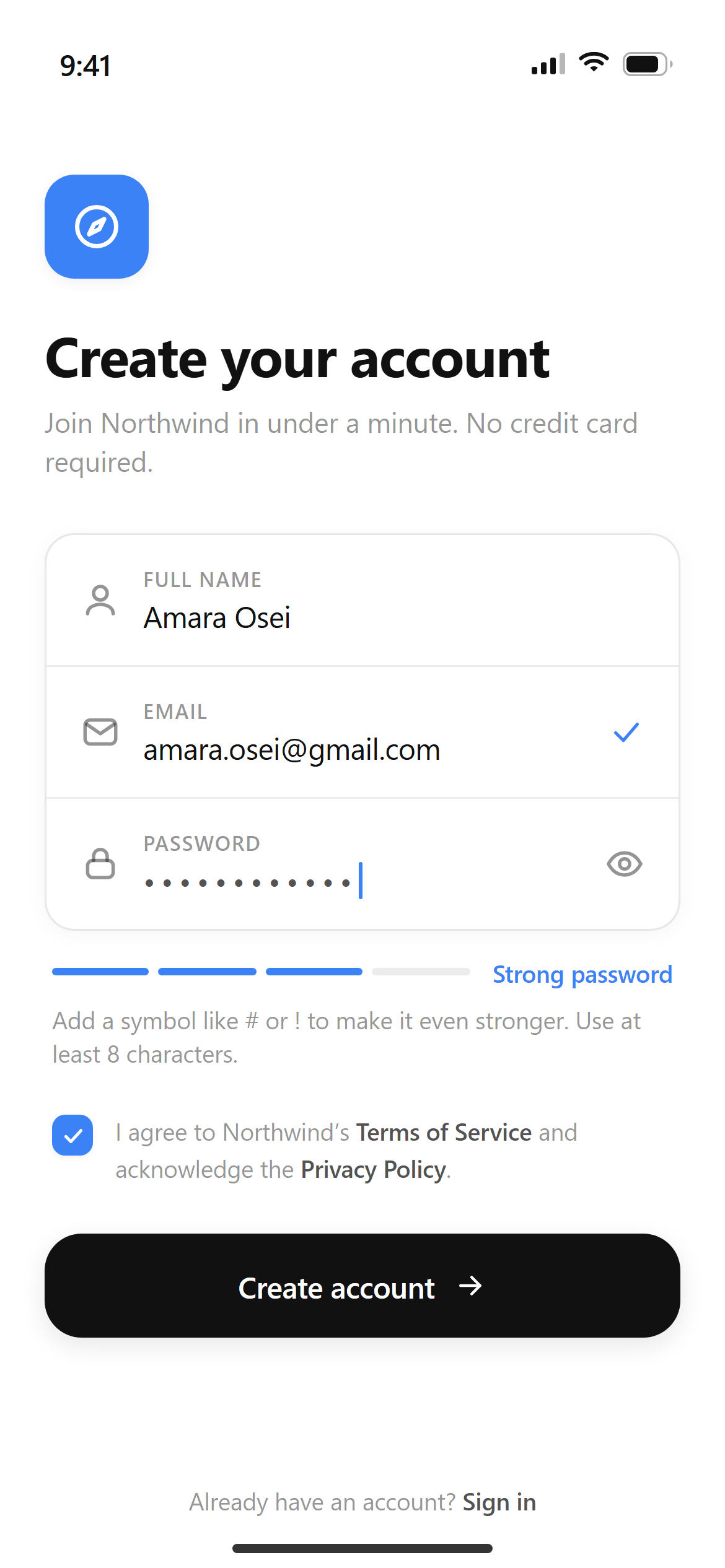 Modern Minimalist Sign Up