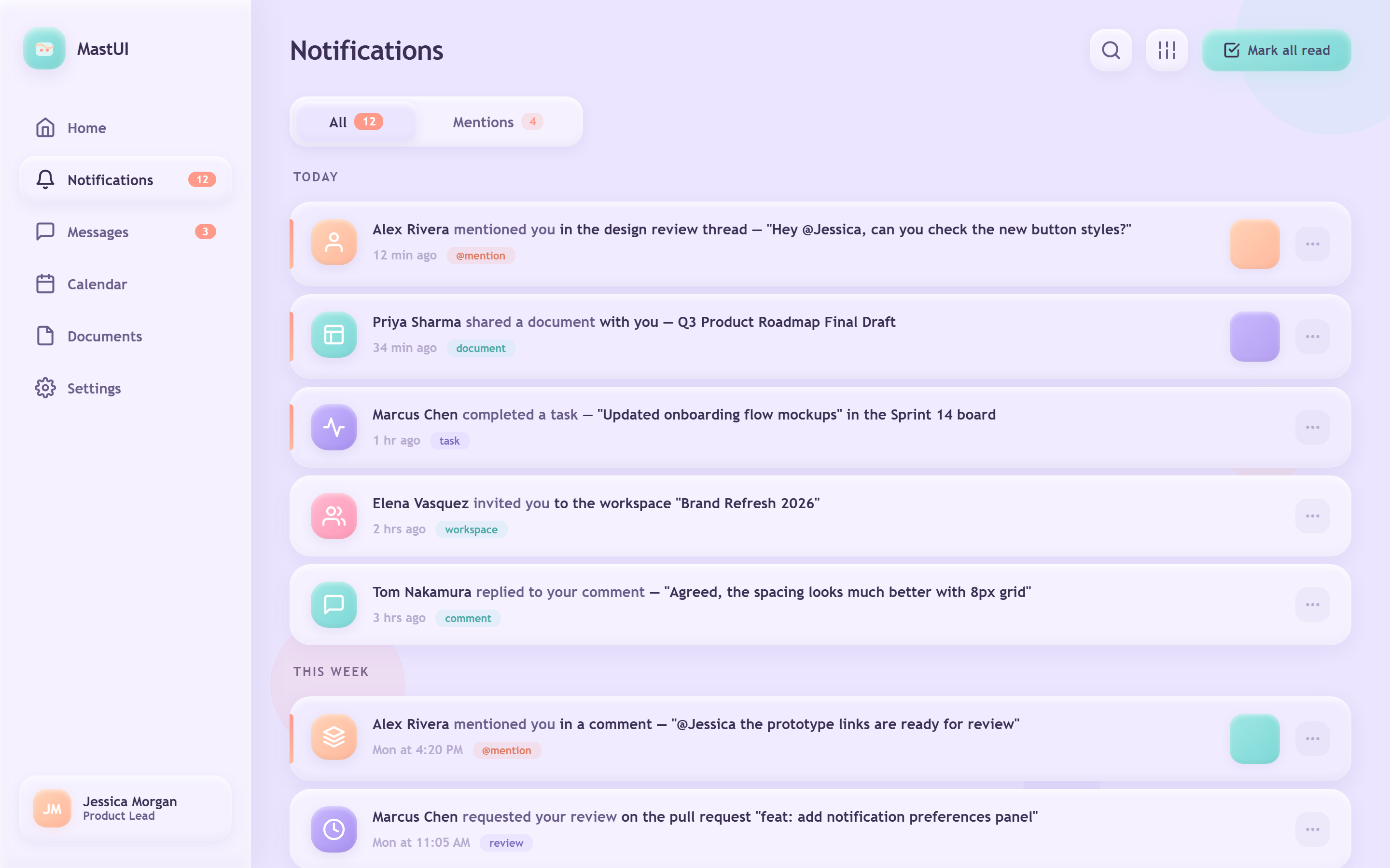 Claymorphism Notifications
