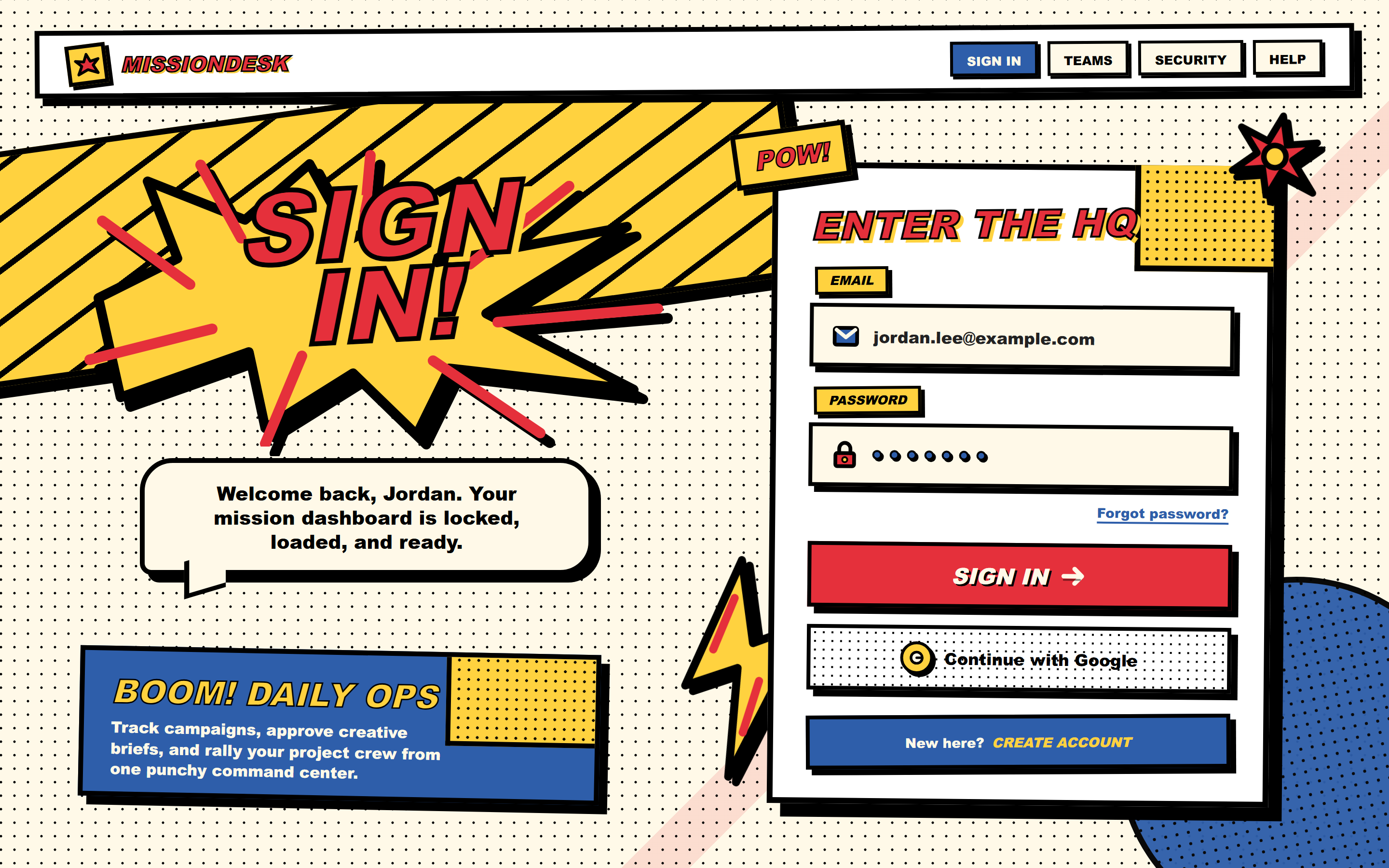 Comic Book Login