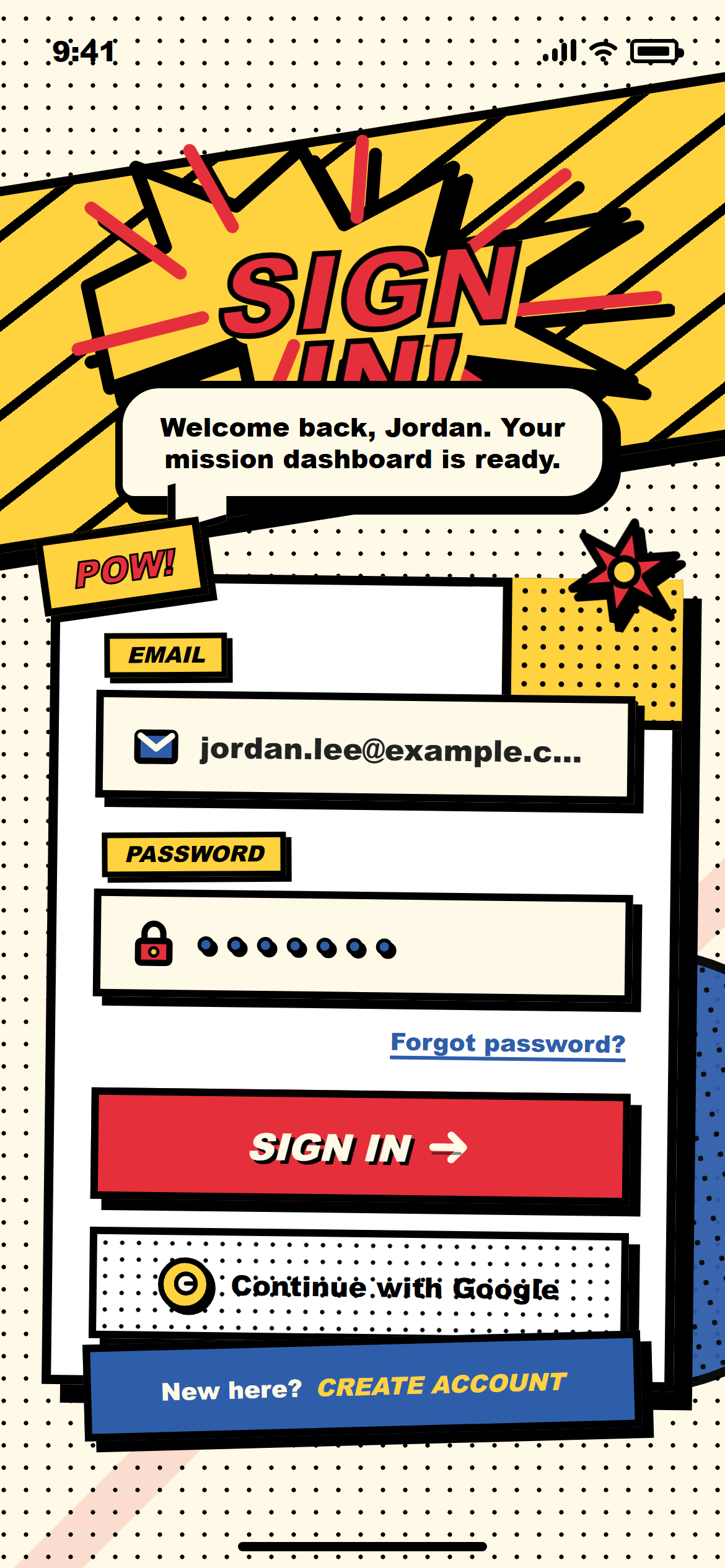 Comic Book Login