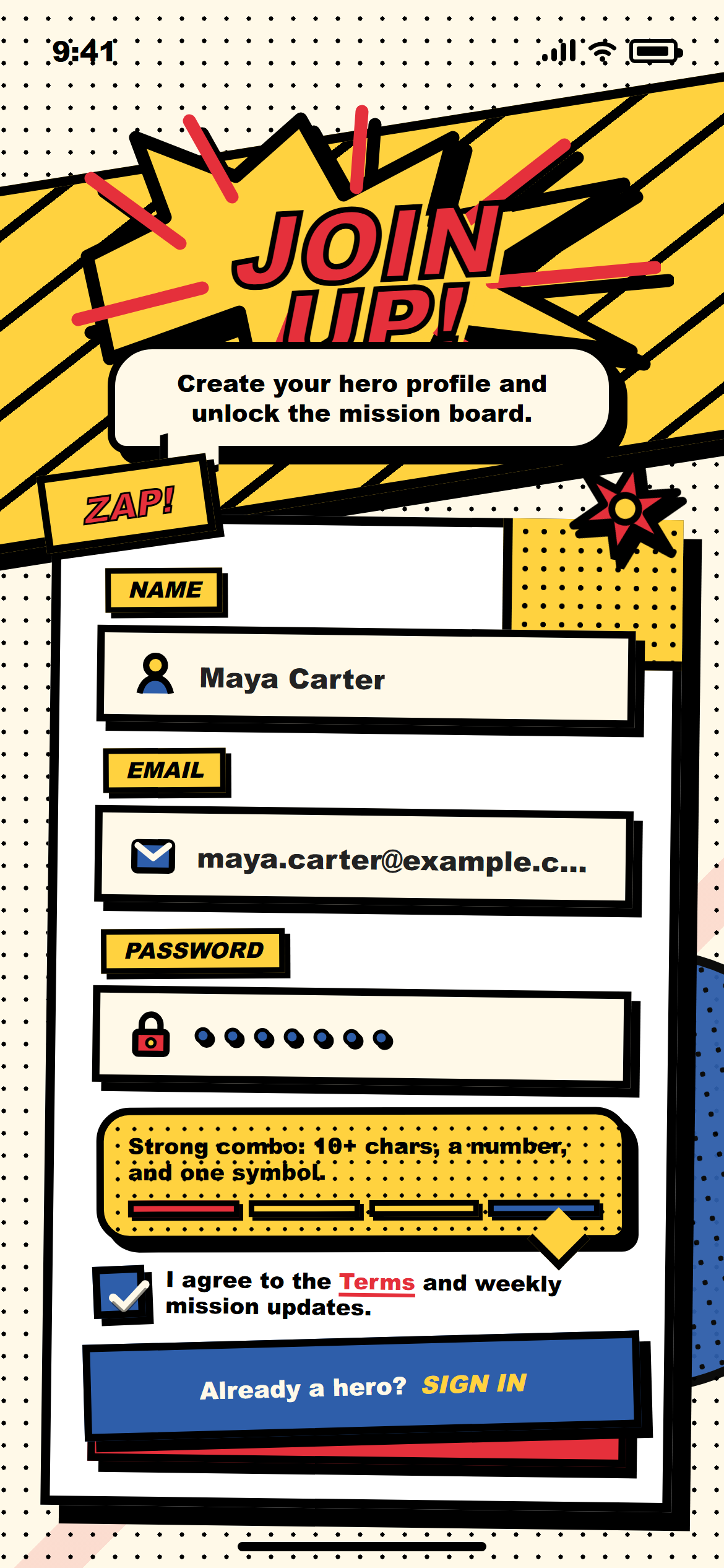 Comic Book Sign Up