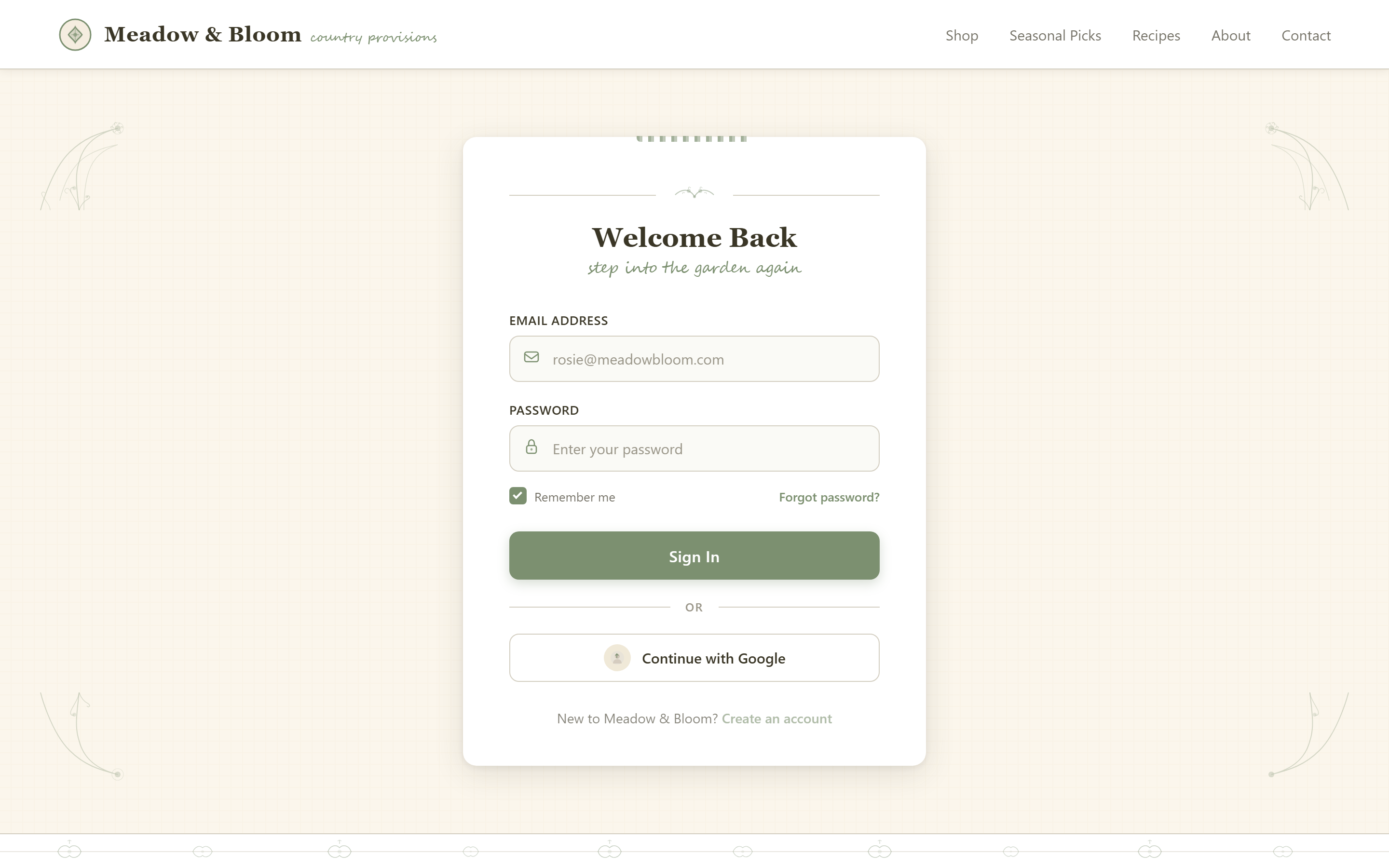 Cottagecore Login