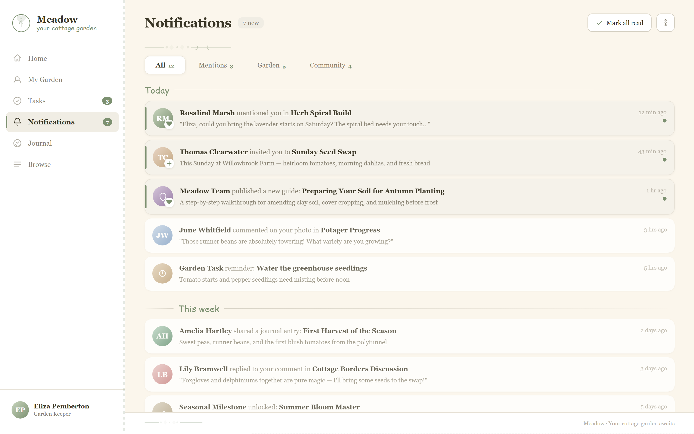 Cottagecore Notifications