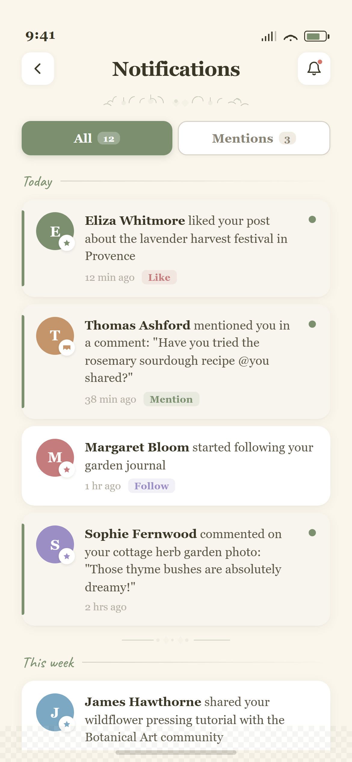 Cottagecore Notifications
