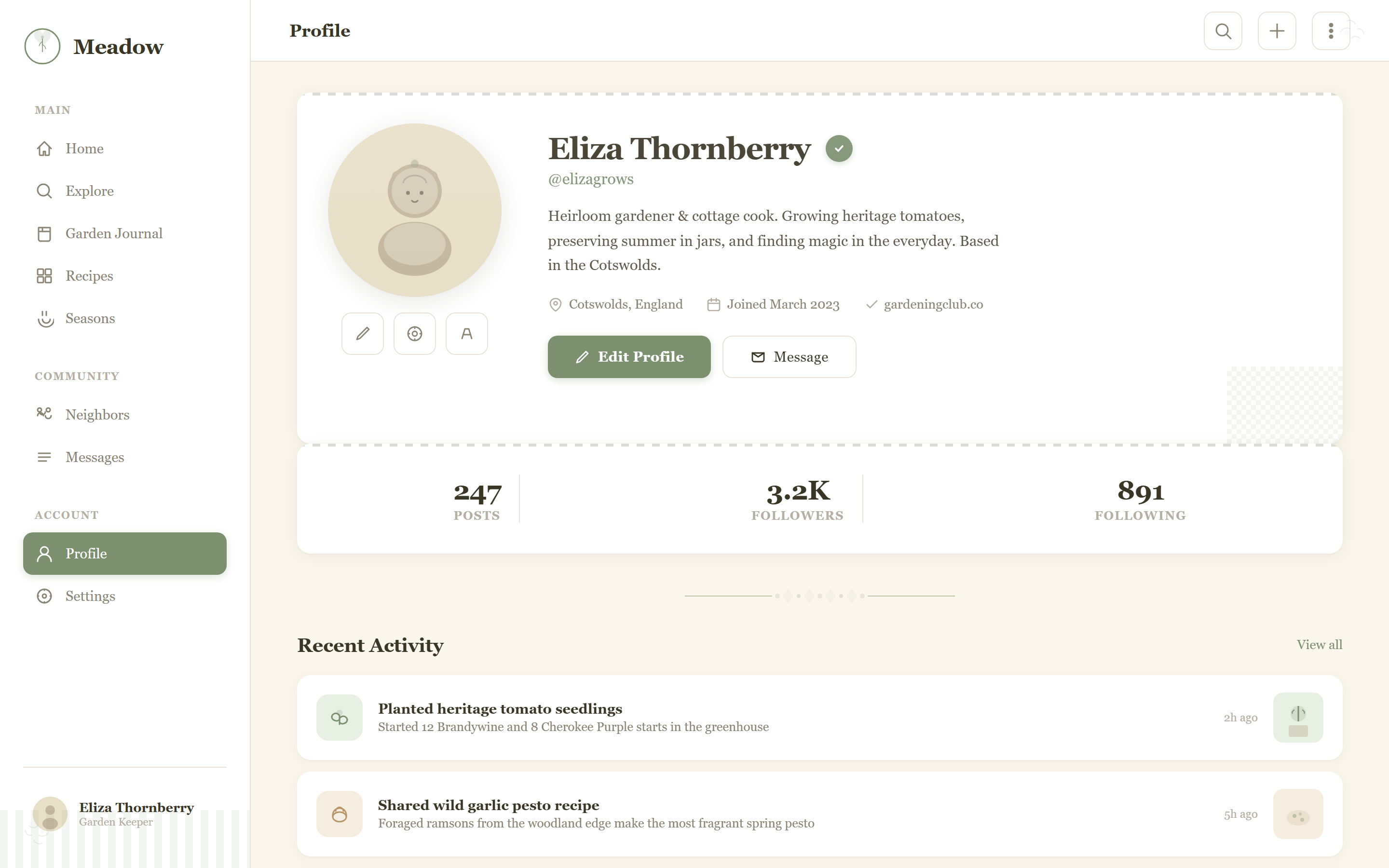 Cottagecore Profile