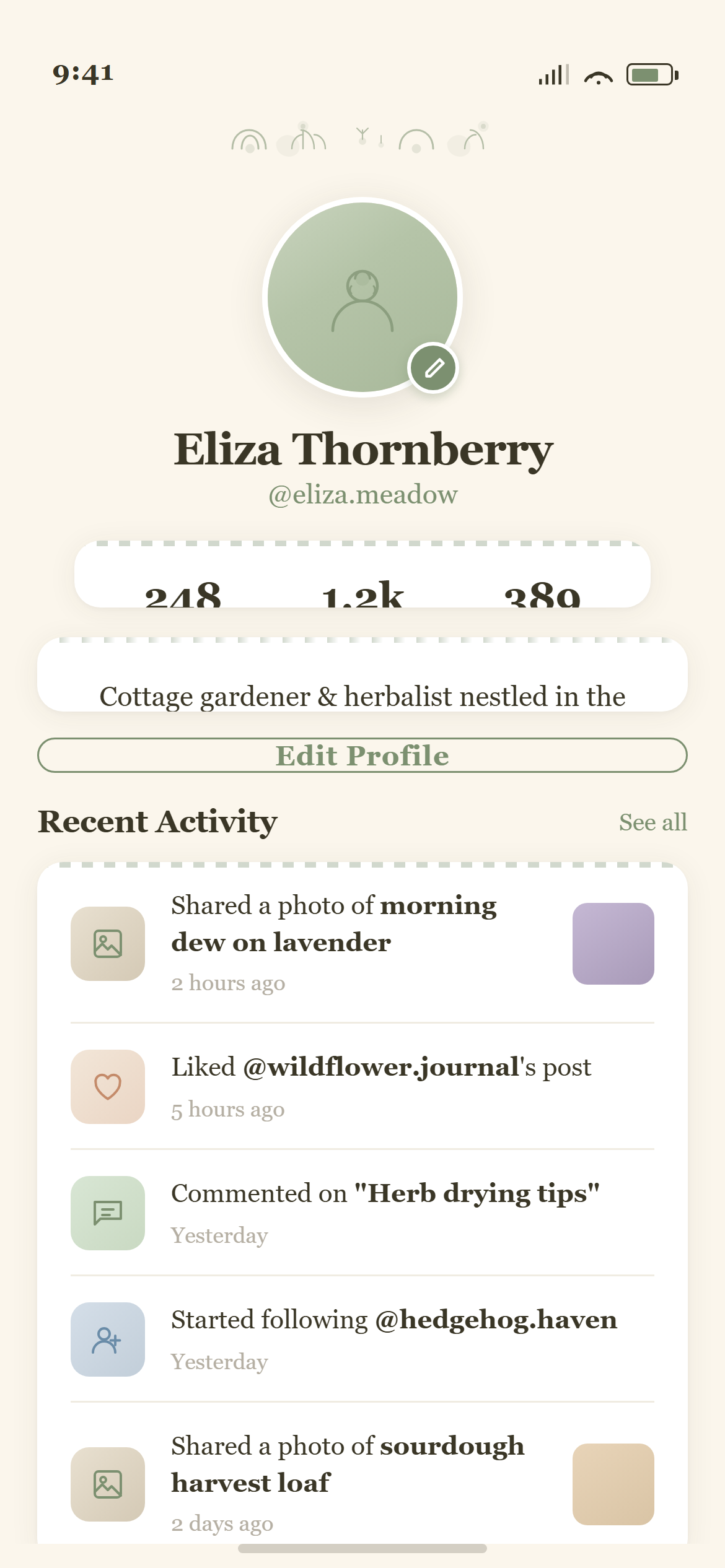 Cottagecore Profile