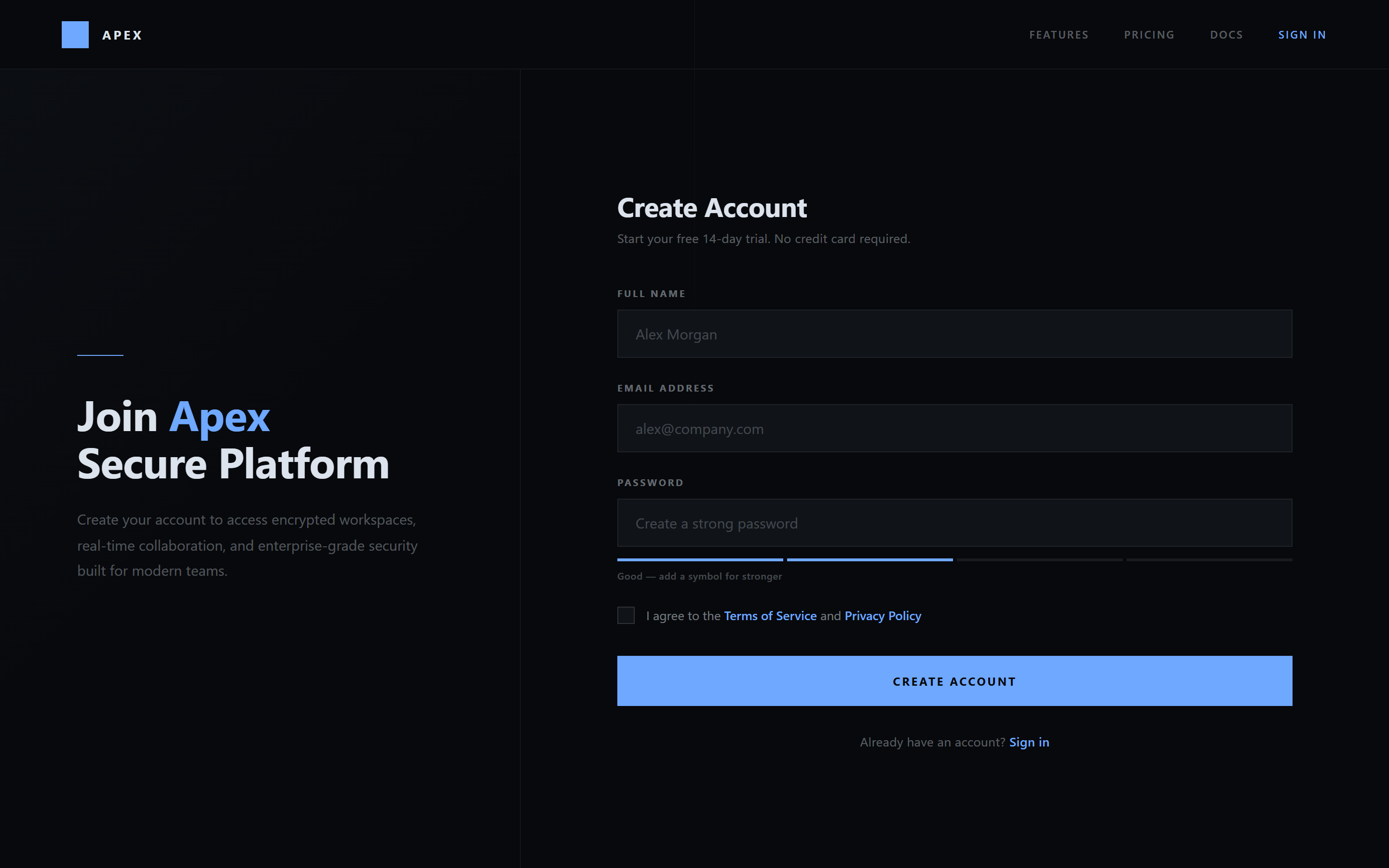 Cyber Noir Sign Up