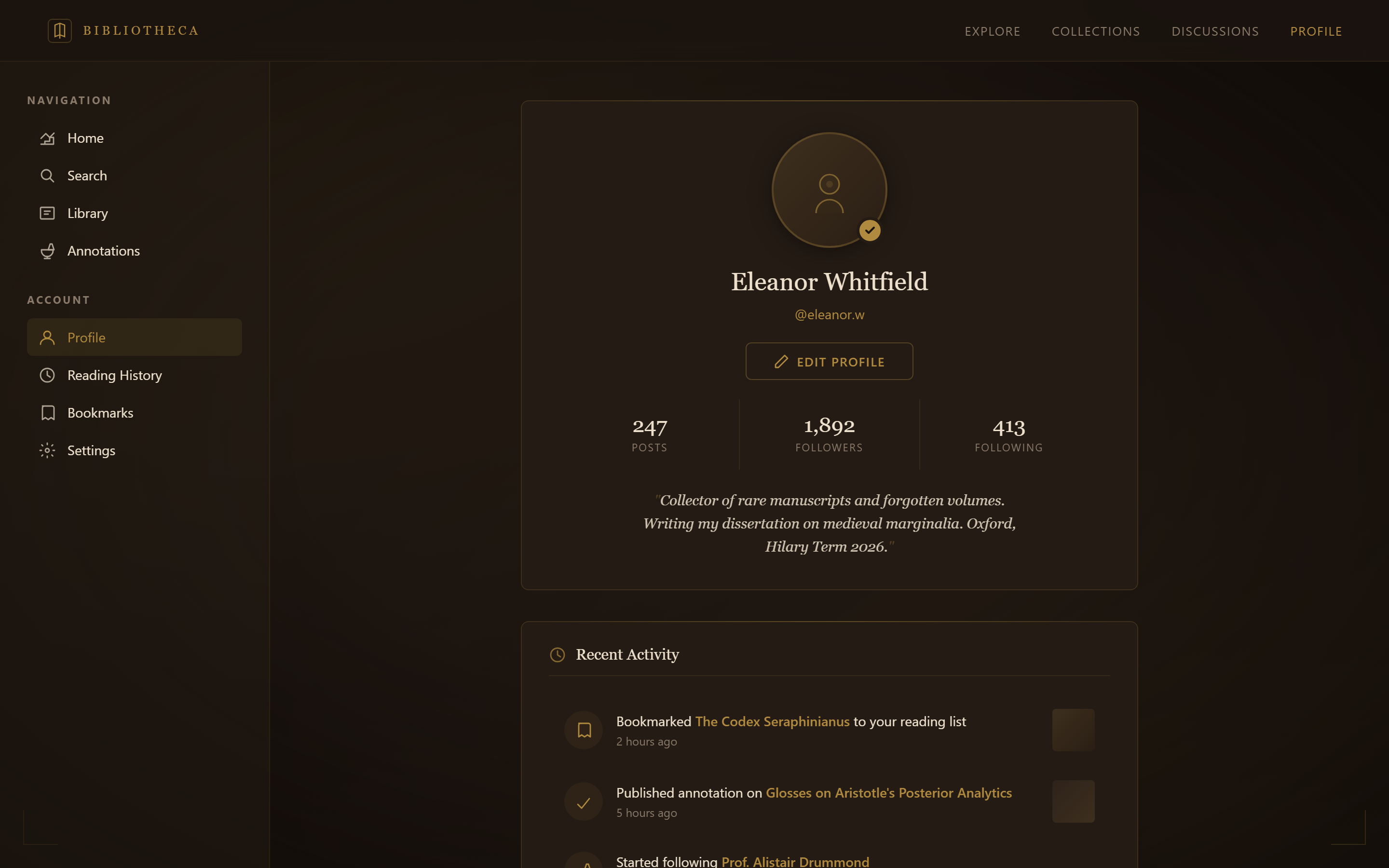 Dark Academia Profile