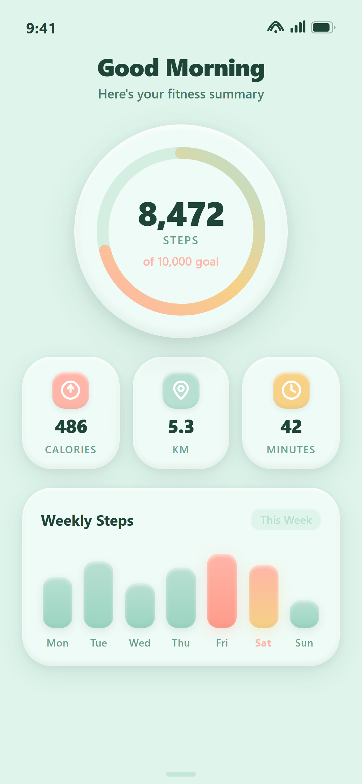 Claymorphism Fitness Stats