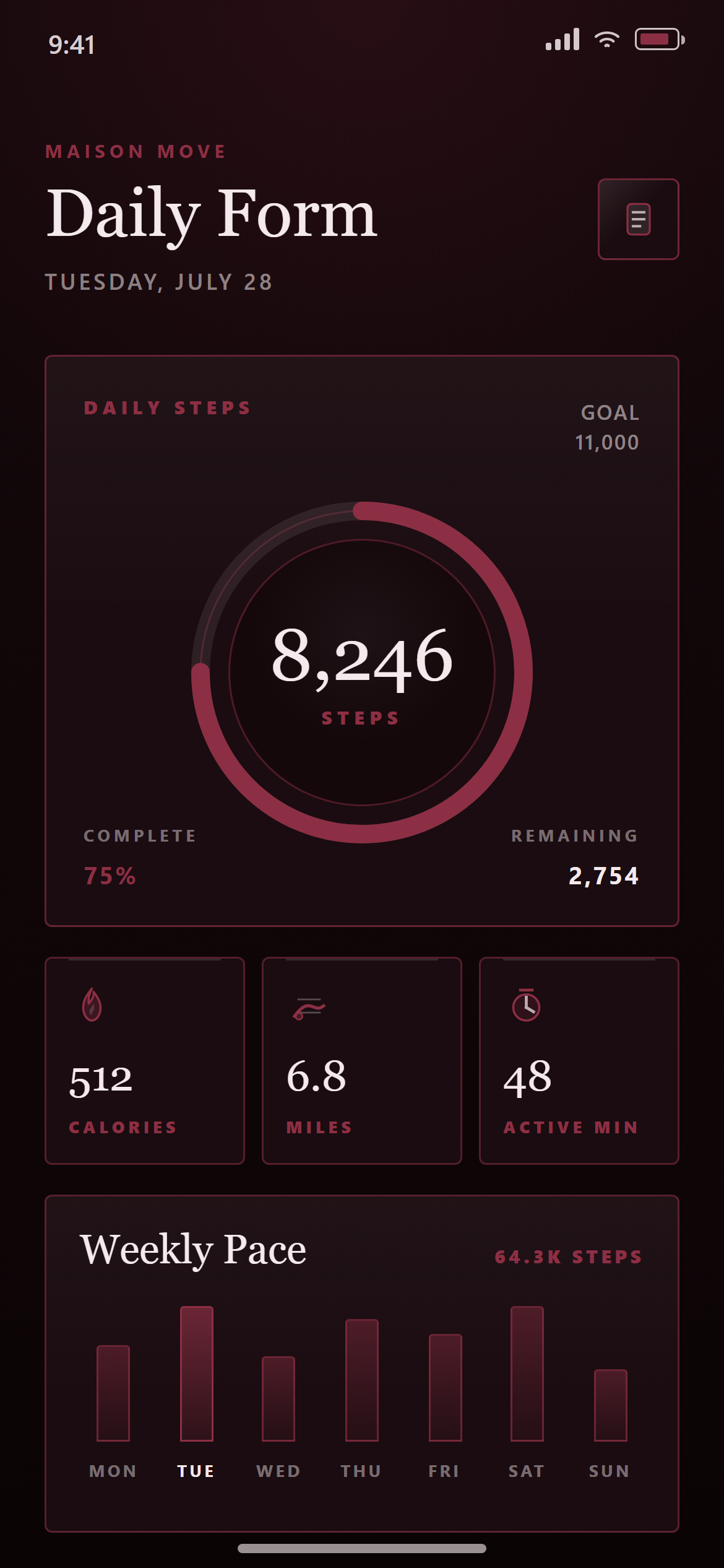 Luxury Dark Fitness Stats