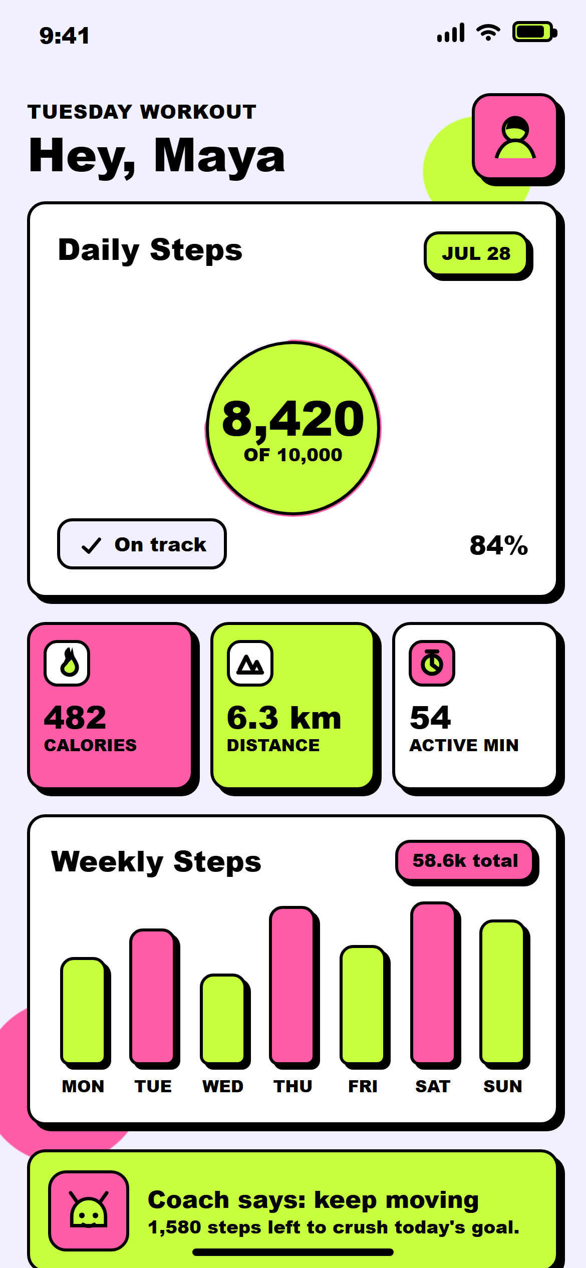 Neubrutalism Fitness Stats