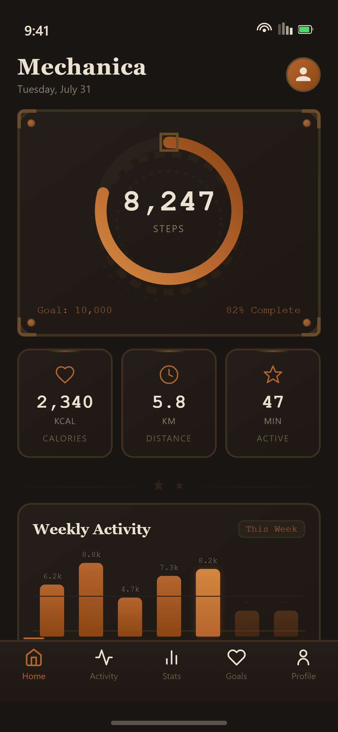 Steampunk Industrial Fitness Stats