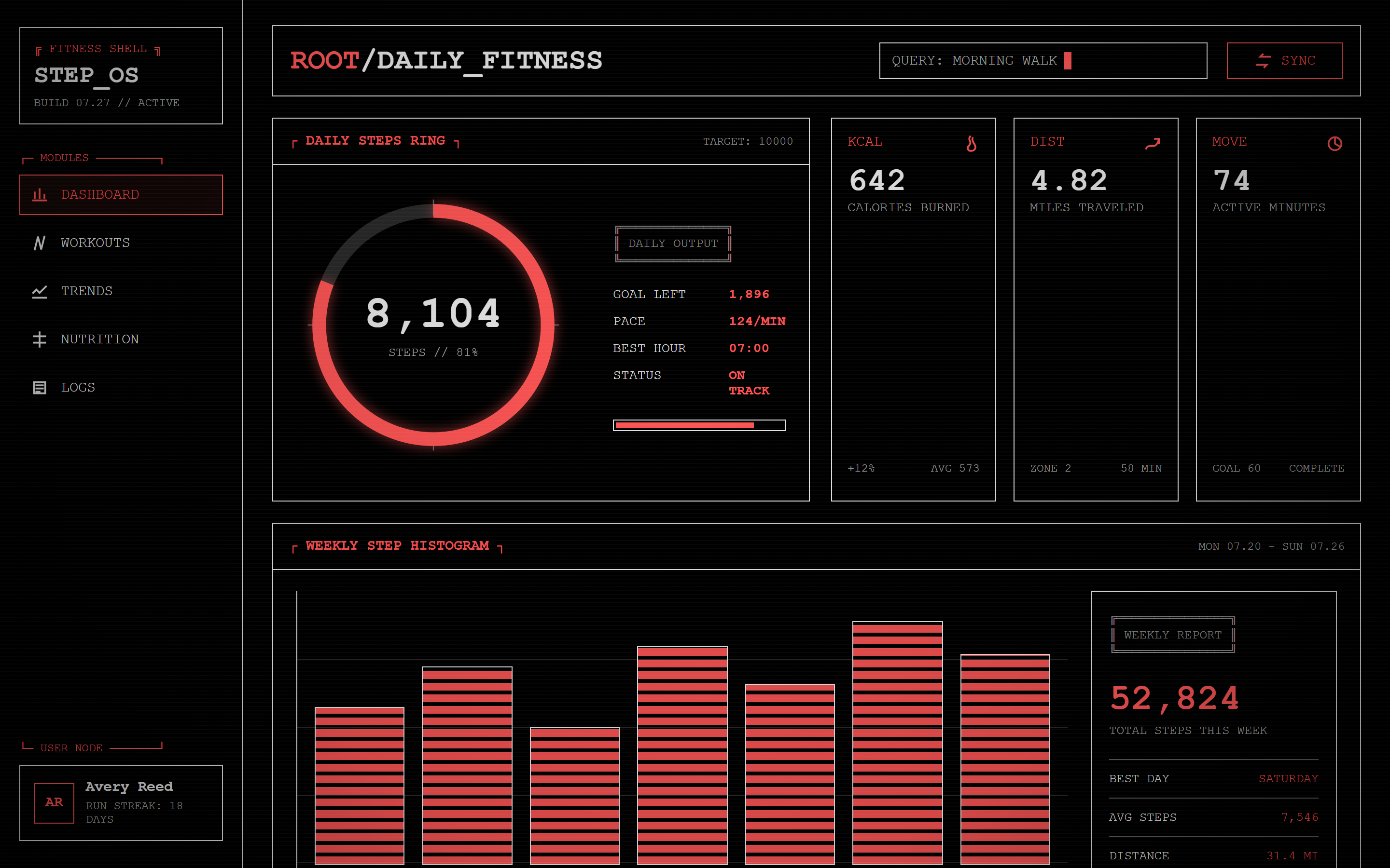 Terminal Hacker Fitness Stats