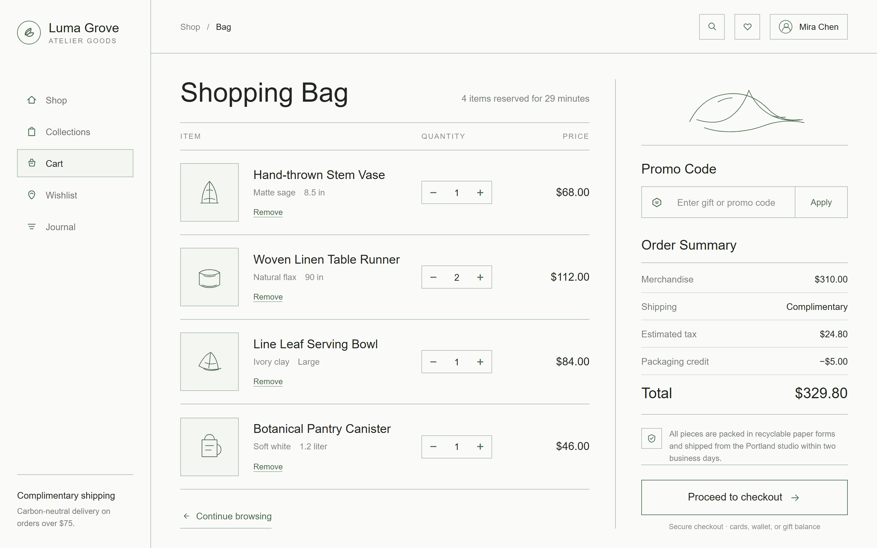Minimal Line Art Shopping Cart