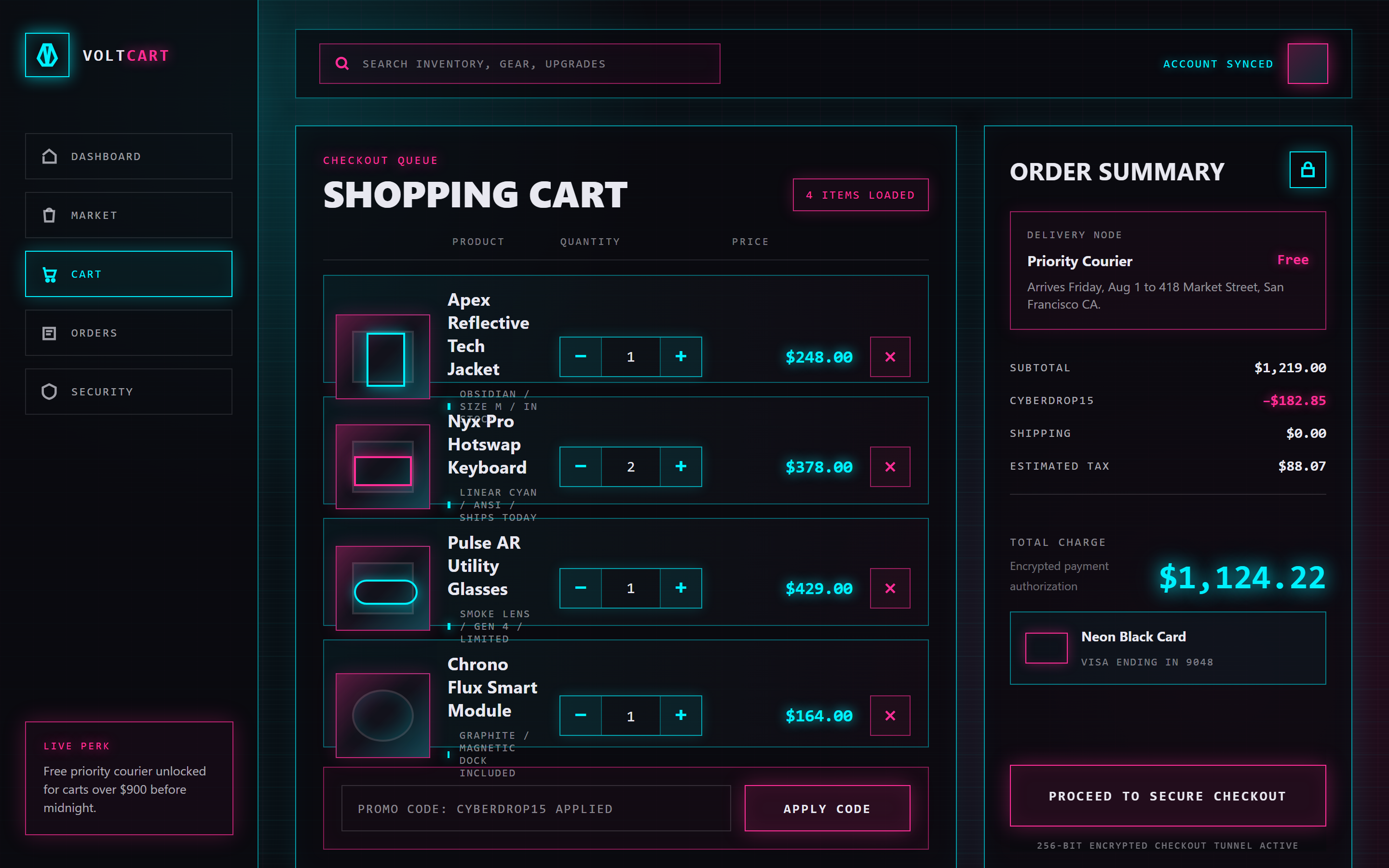 Neon Cyber Shopping Cart