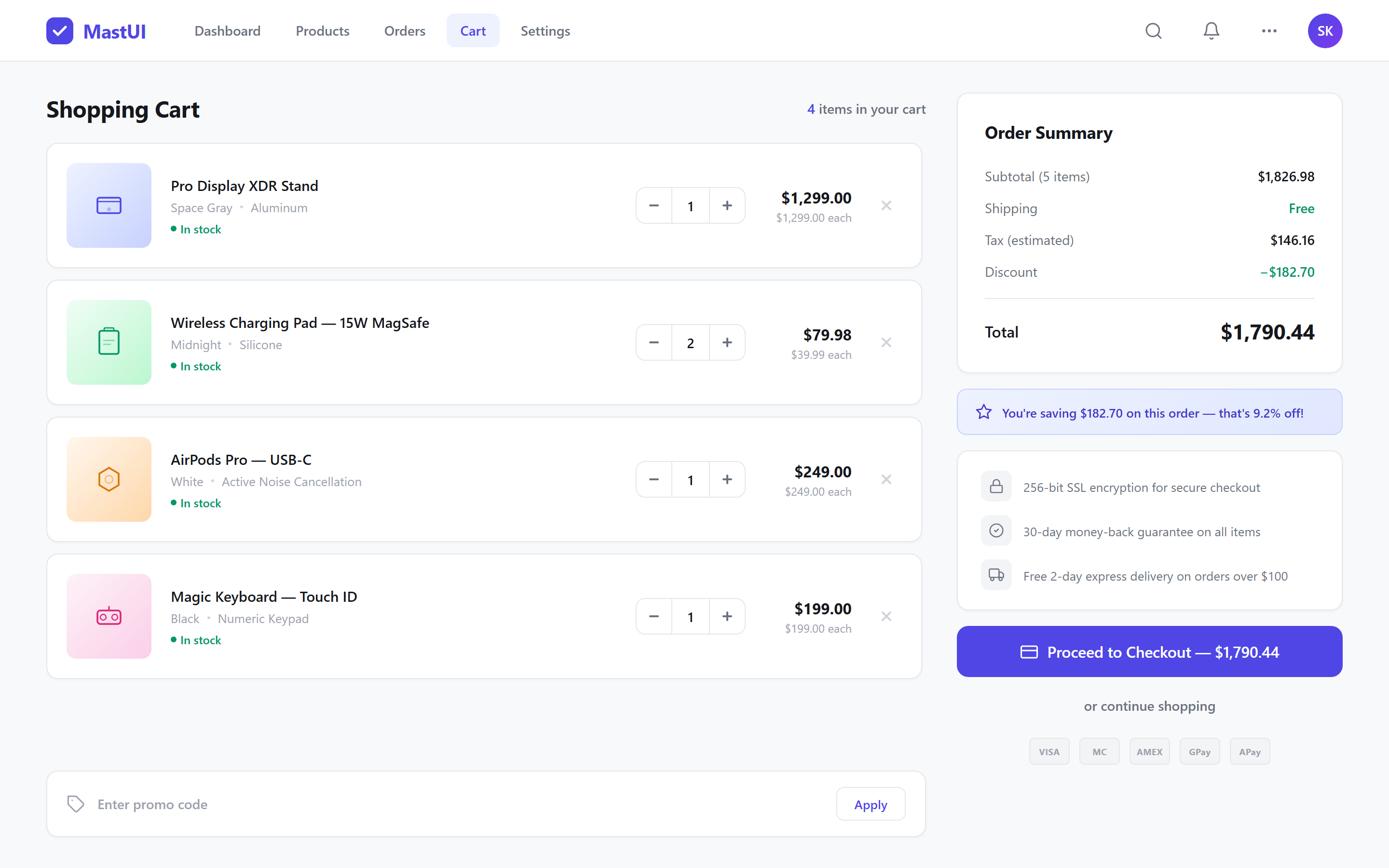 SaaS Clean Shopping Cart