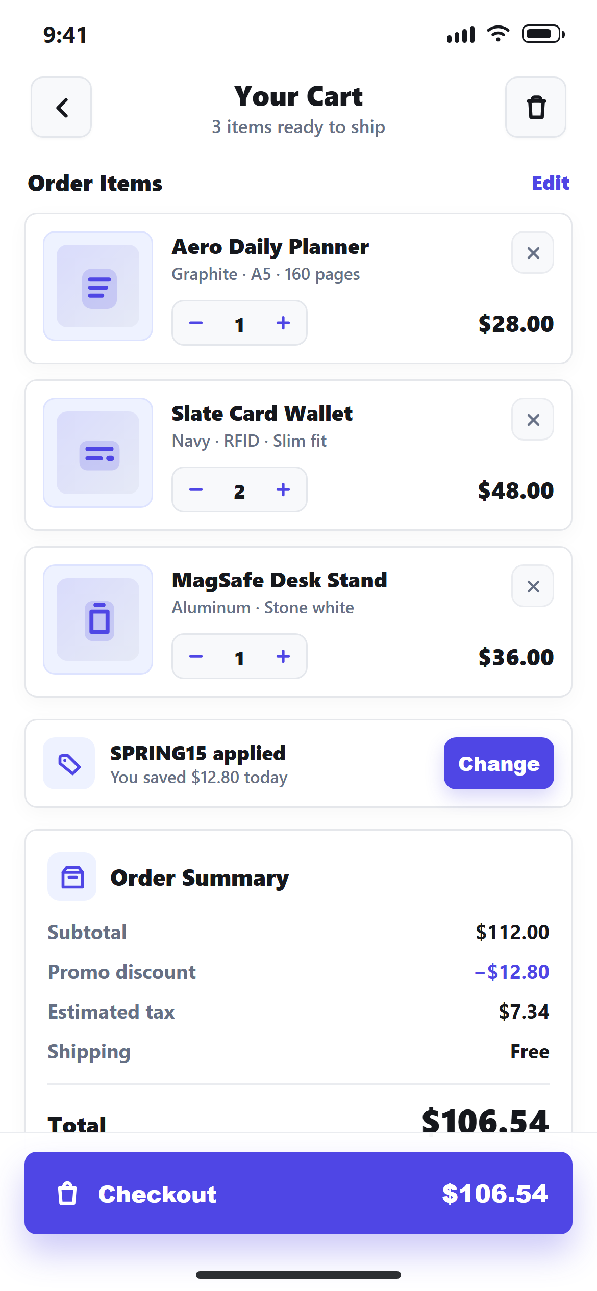 SaaS Clean Shopping Cart