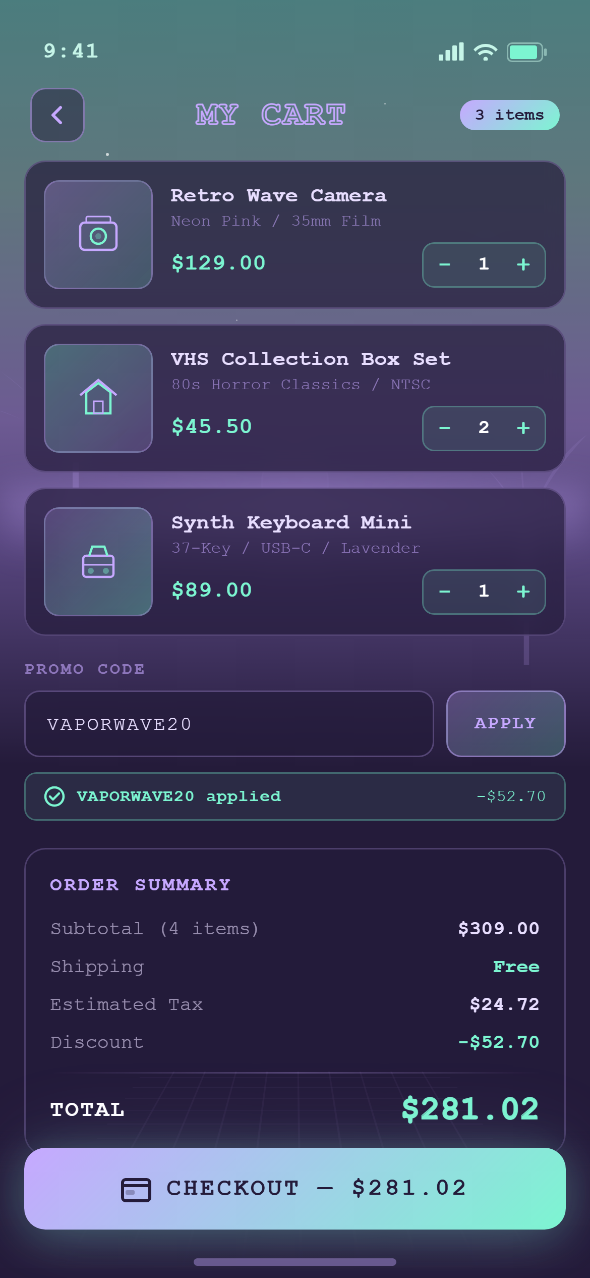 Vaporwave Shopping Cart