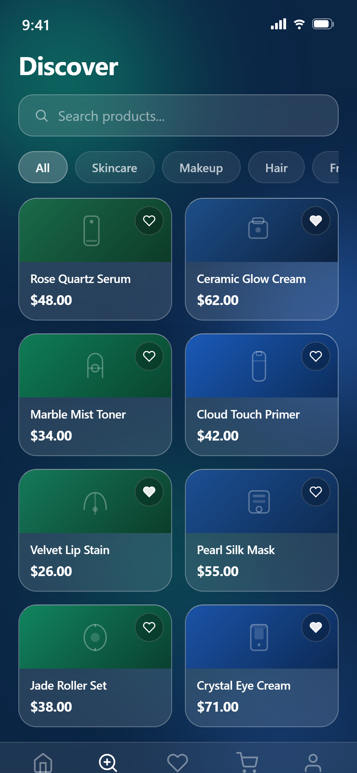 Glassmorphism Product Grid