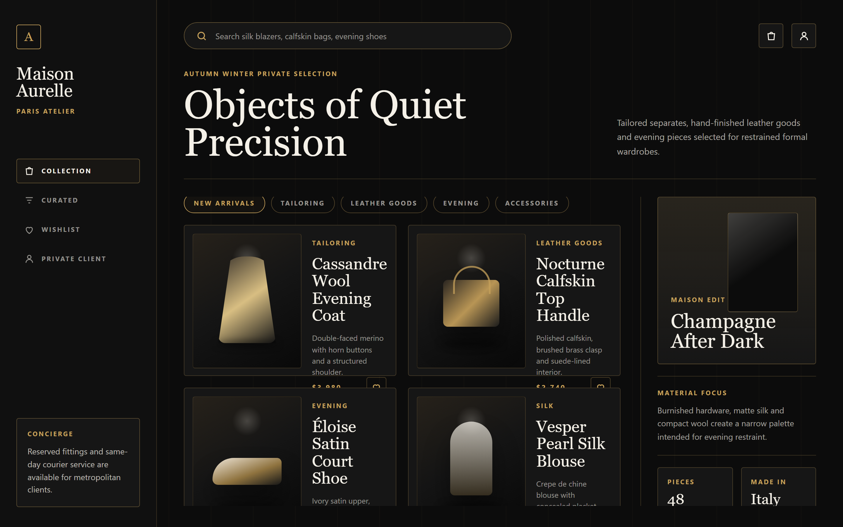 Luxury Dark Product Grid