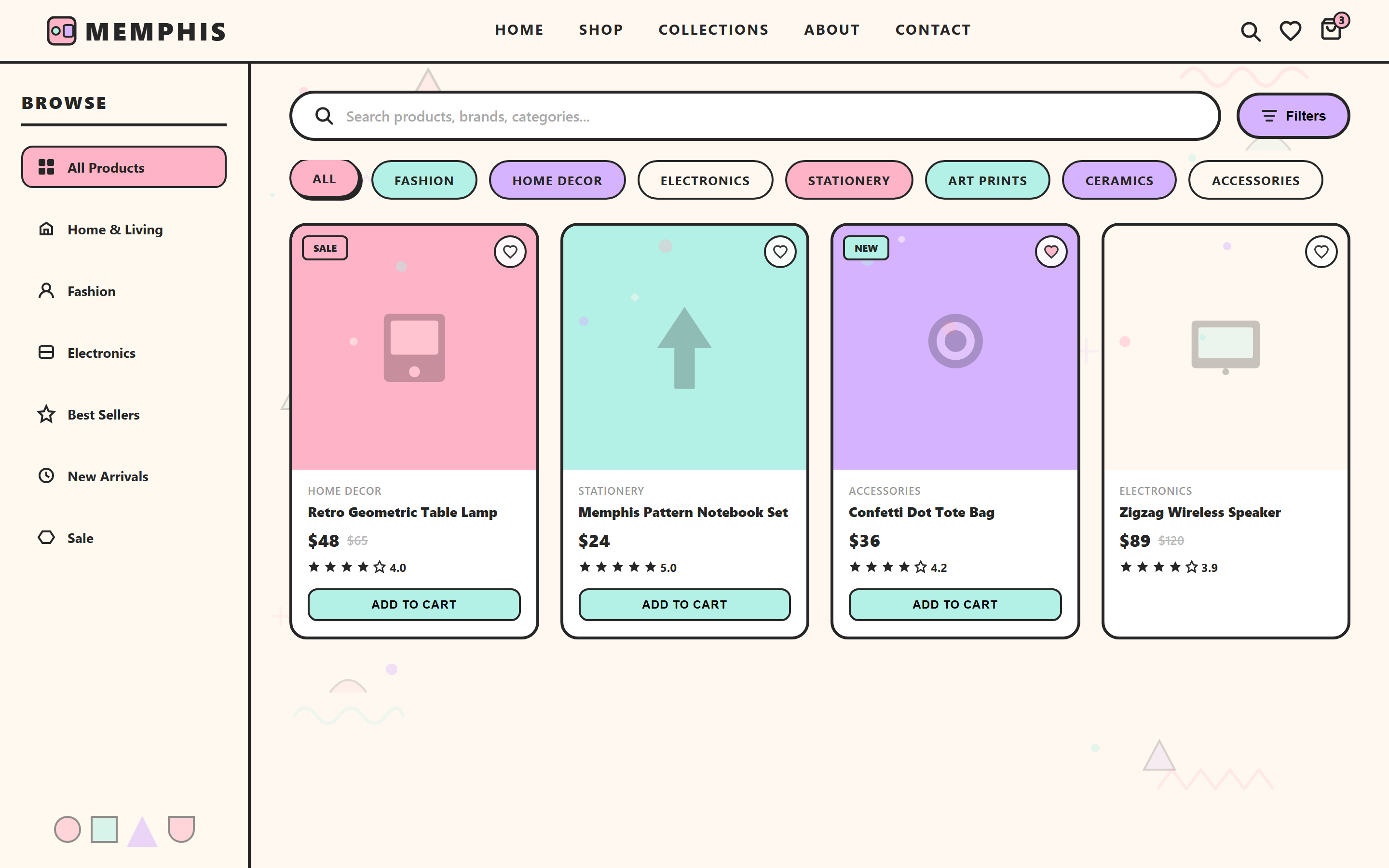 Memphis Pattern Product Grid