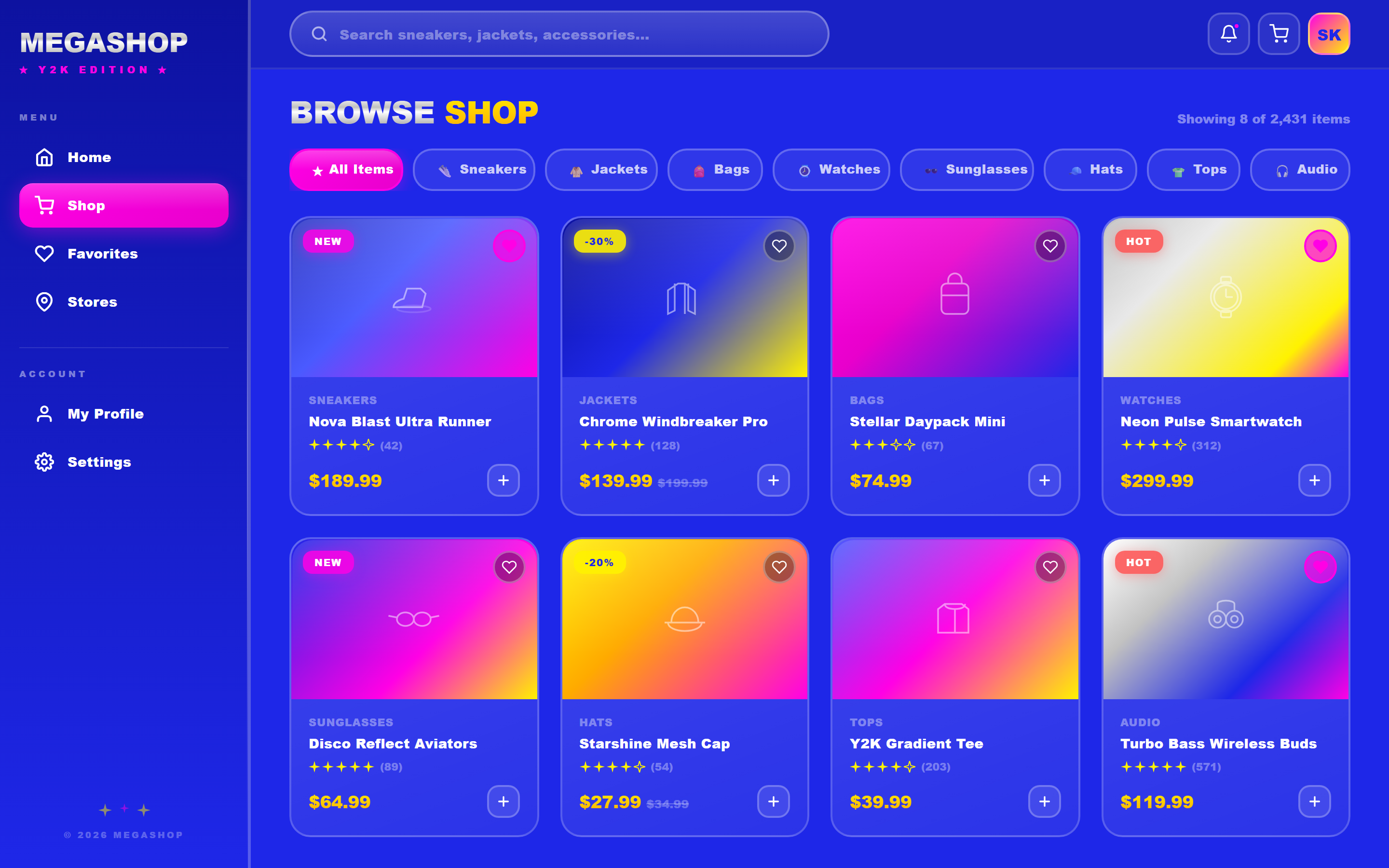 Retro Y2K Product Grid