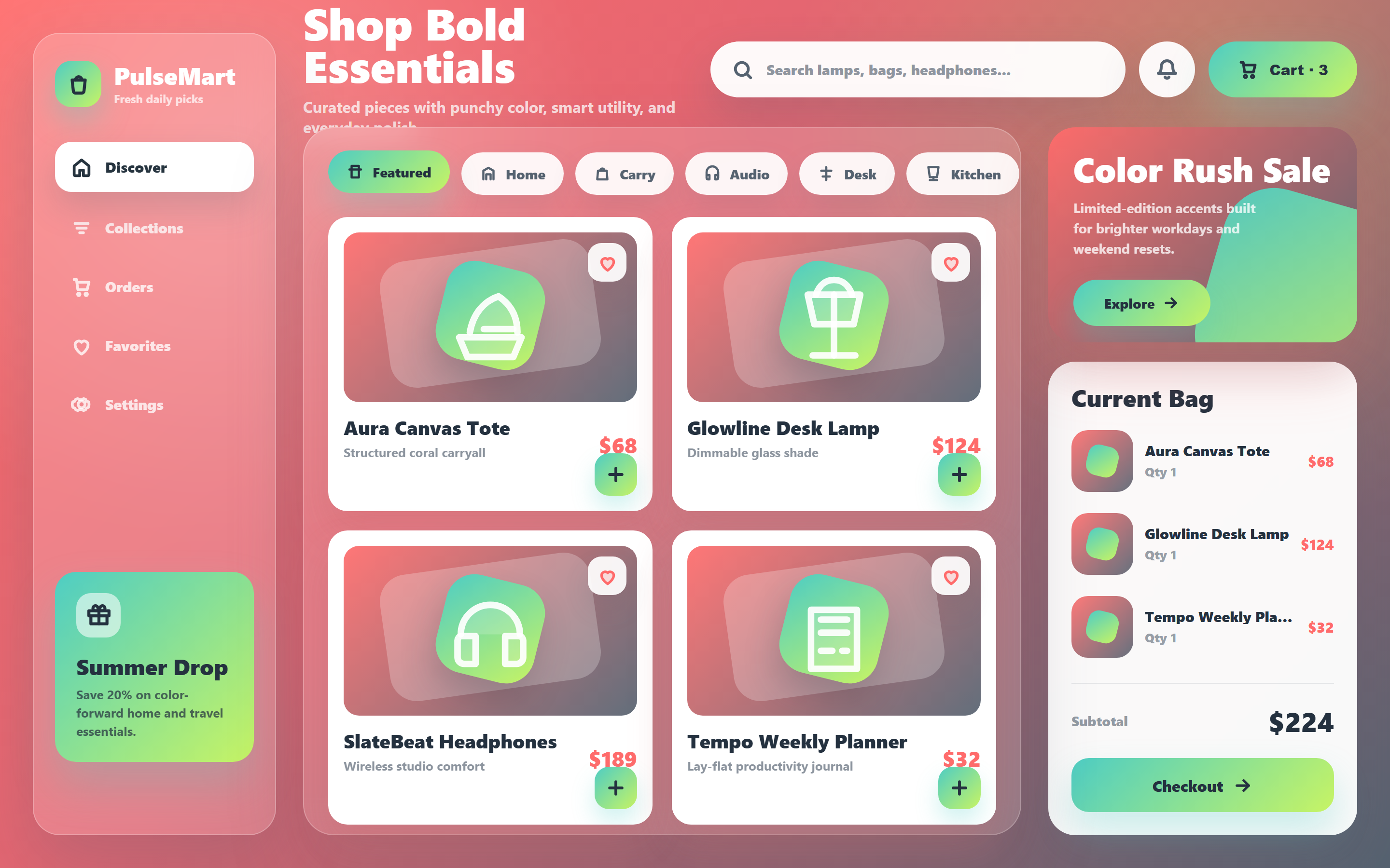 Vibrant Gradient Product Grid