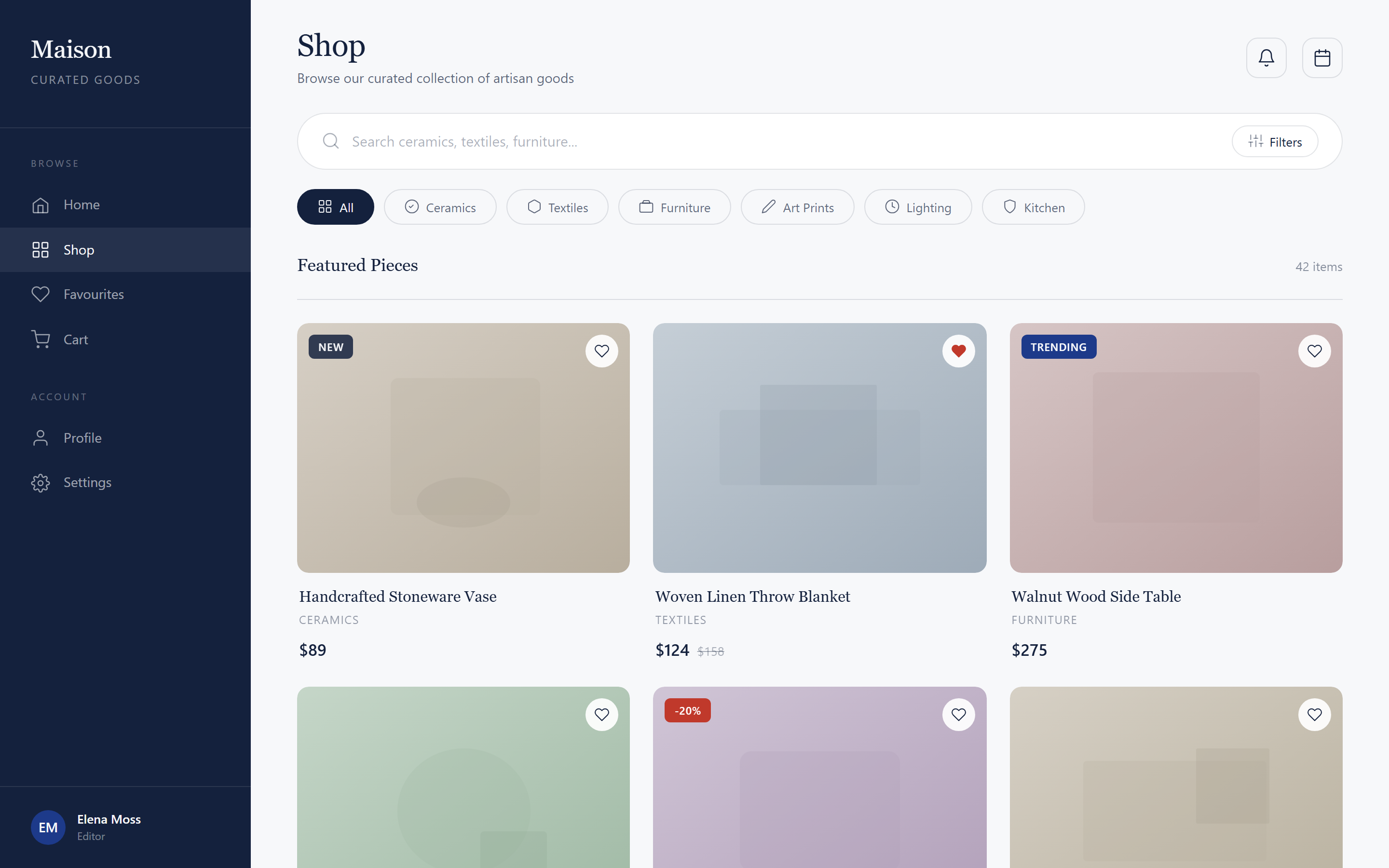 Warm Editorial Product Grid